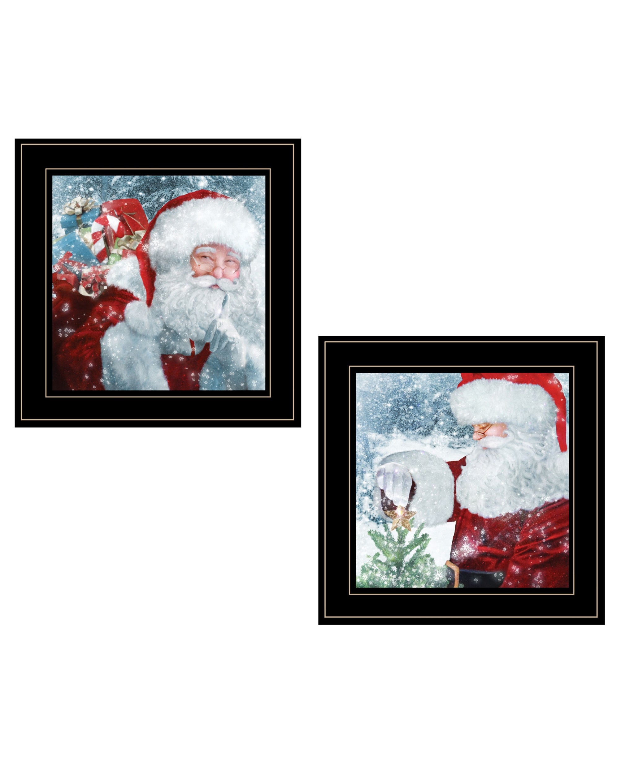 Set Of Two Santas Blessings Black Framed Print Wall Art