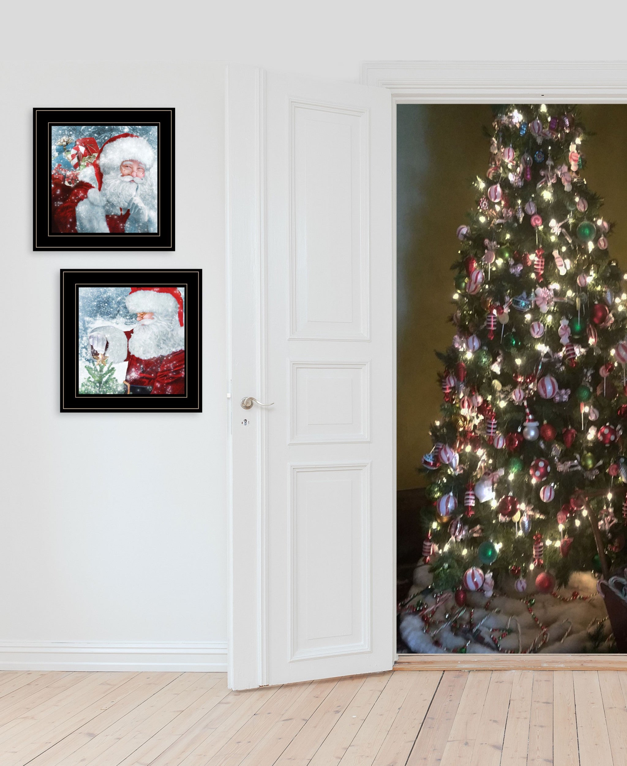 Set Of Two Santas Blessings Black Framed Print Wall Art