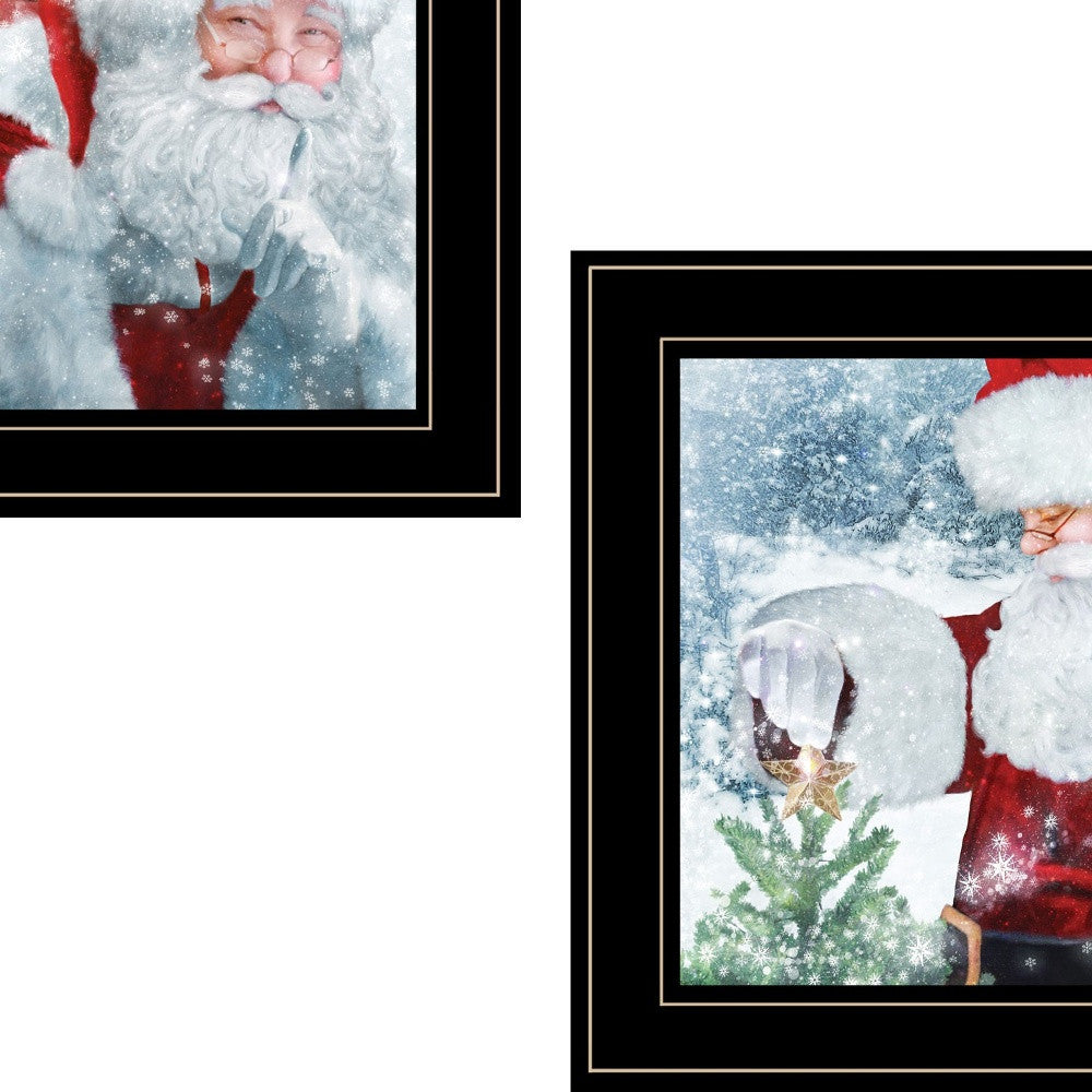 Set Of Two Santas Blessings Black Framed Print Wall Art