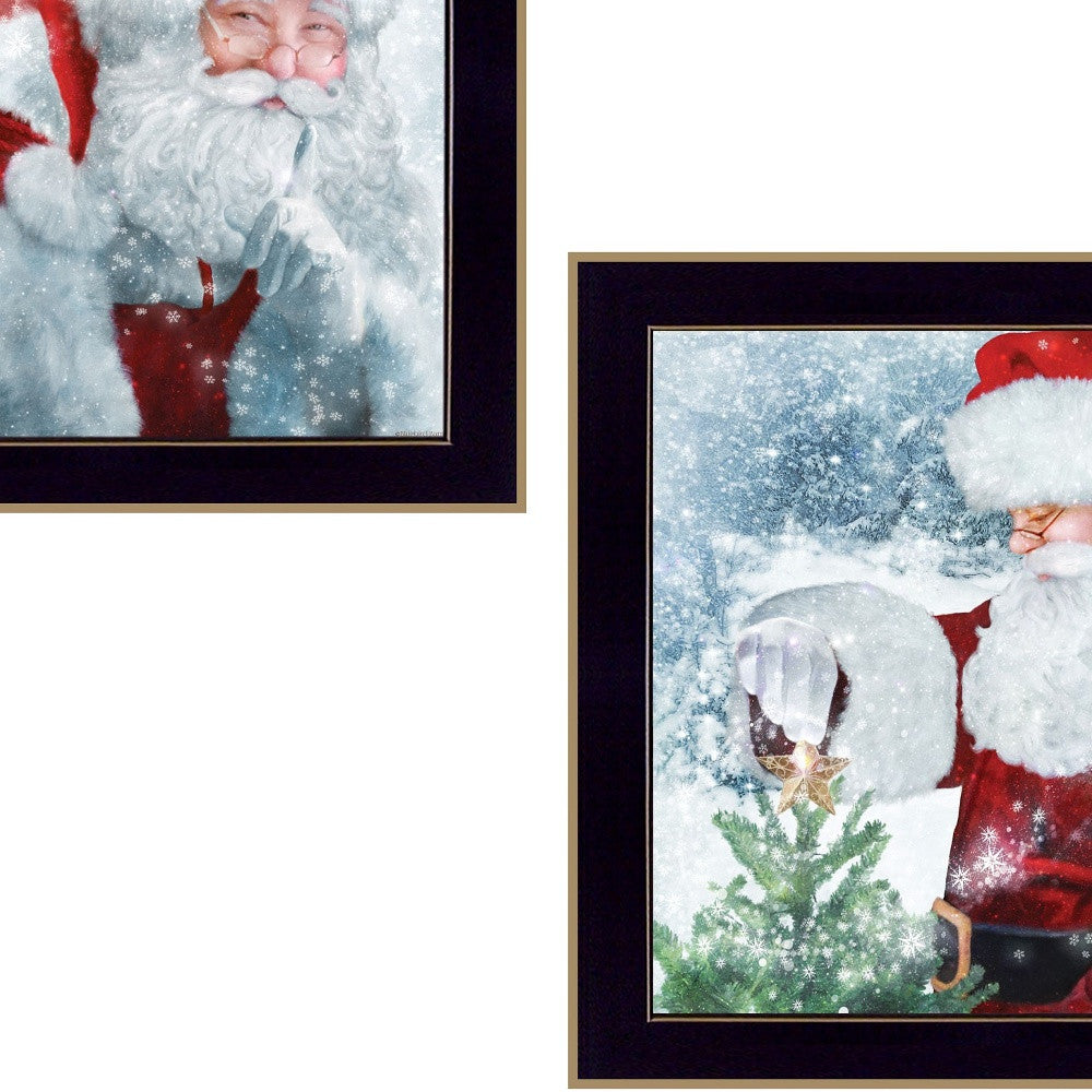 Set Of Two Santas Blessings 4 Black Framed Print Wall Art