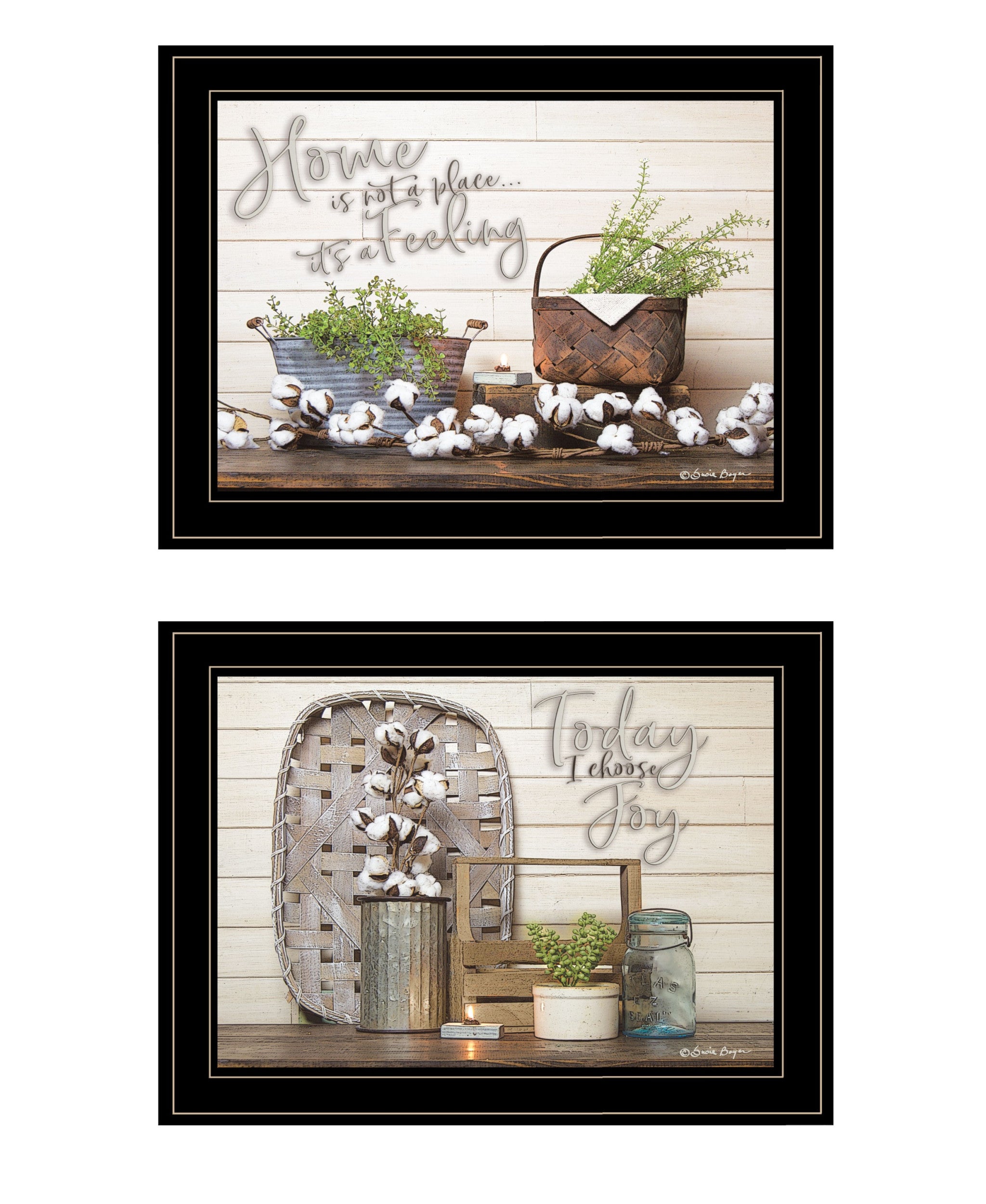 Set Of Two Choose Joy Black Framed Print Wall Art