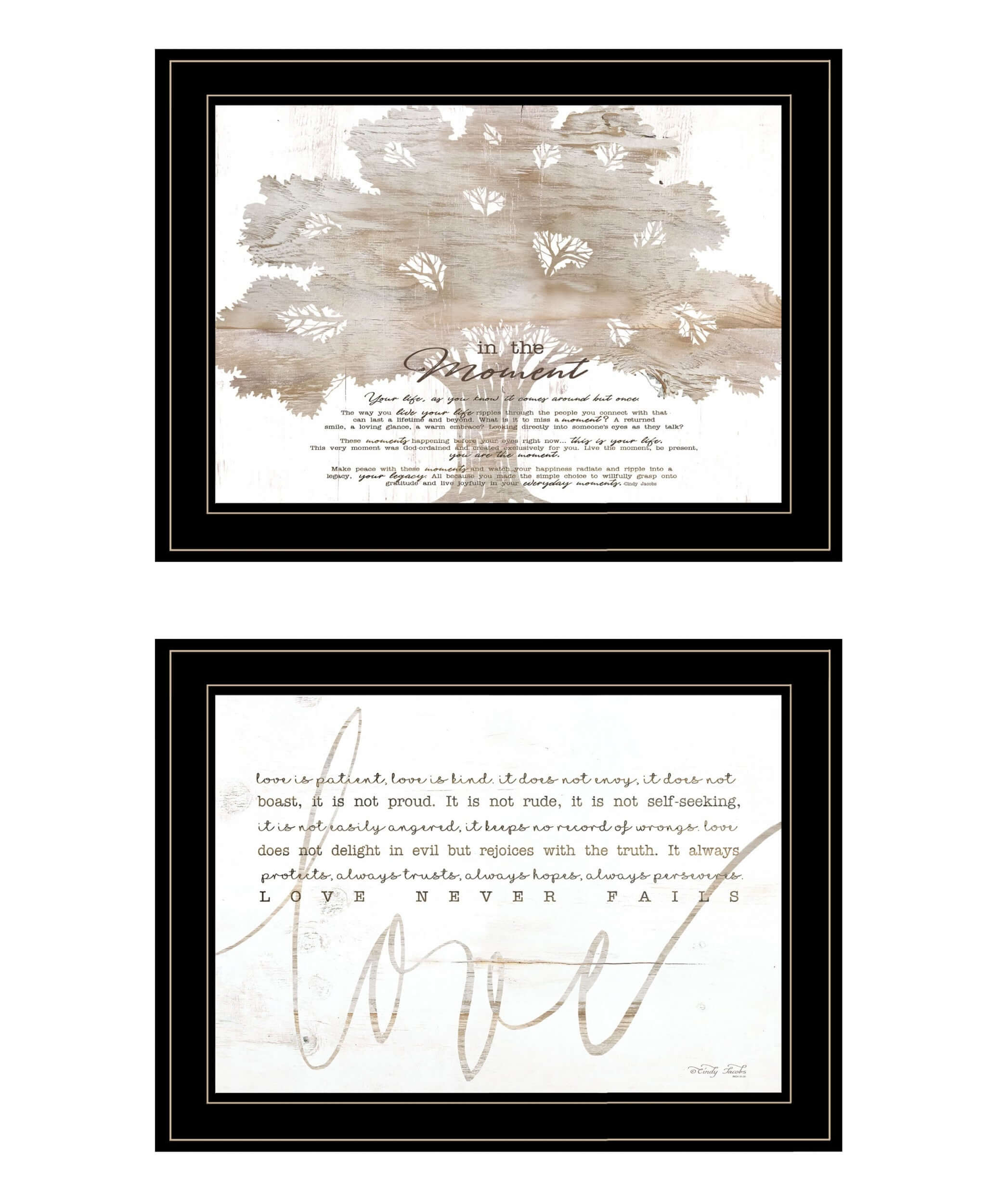 Set Of Two Love Or In The Moment 1 Black Framed Print Wall Art