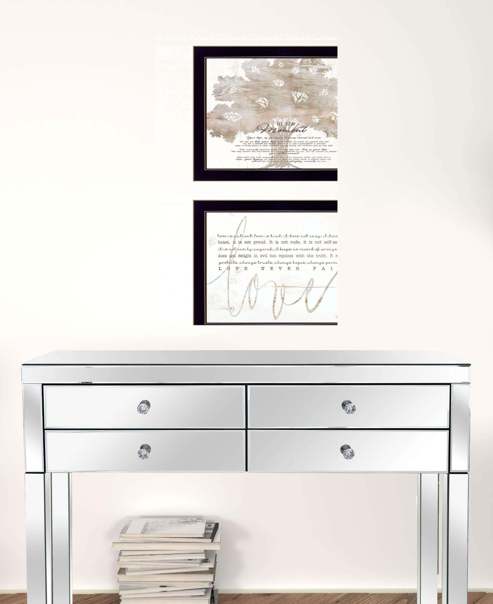 Set Of Two Love Or In The Moment 2 Black Framed Print Wall Art