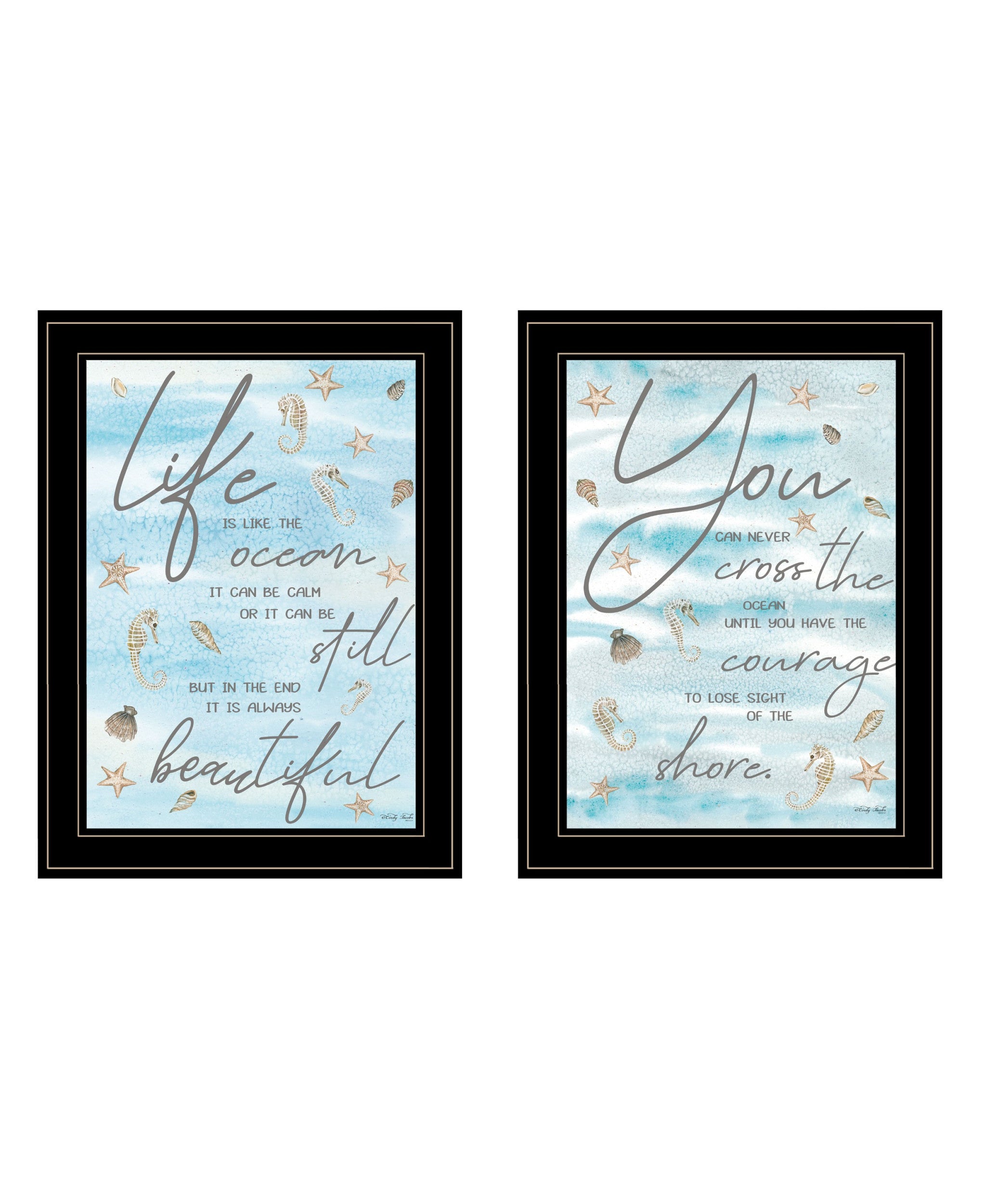 Set Of Two Life Is Black Framed Print Wall Art