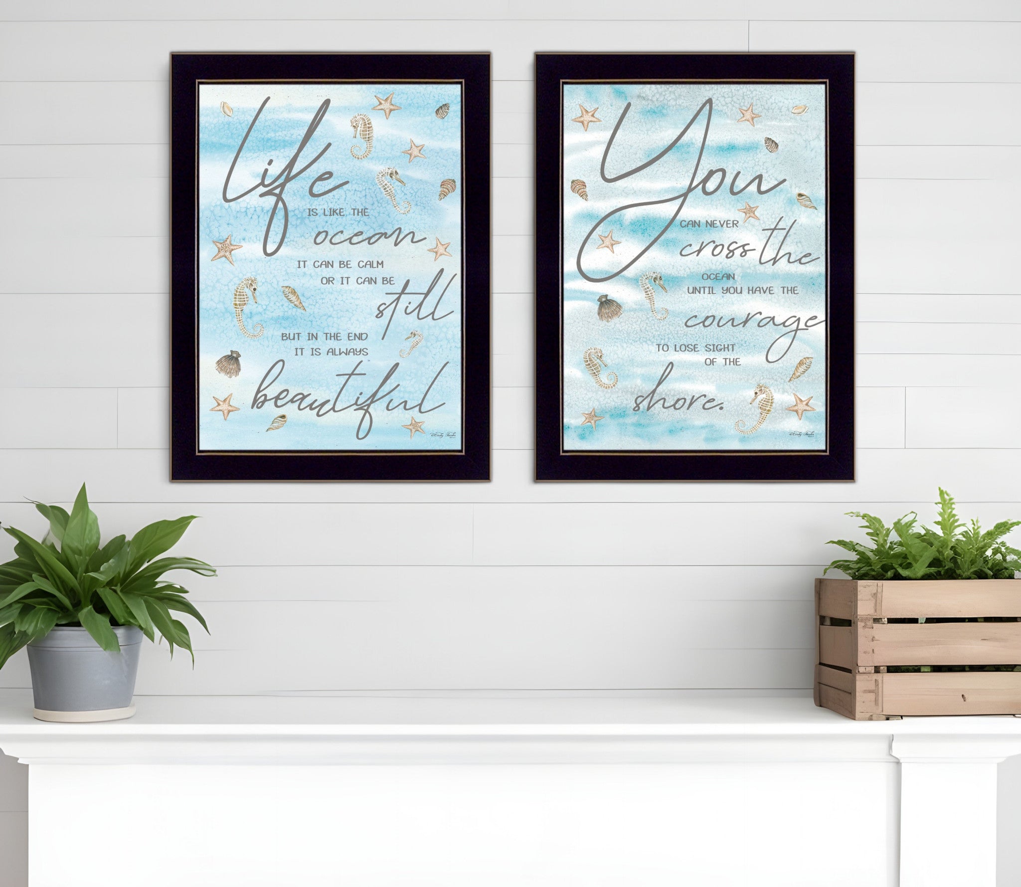 Set Of Two Life Is White Framed Print Wall Art