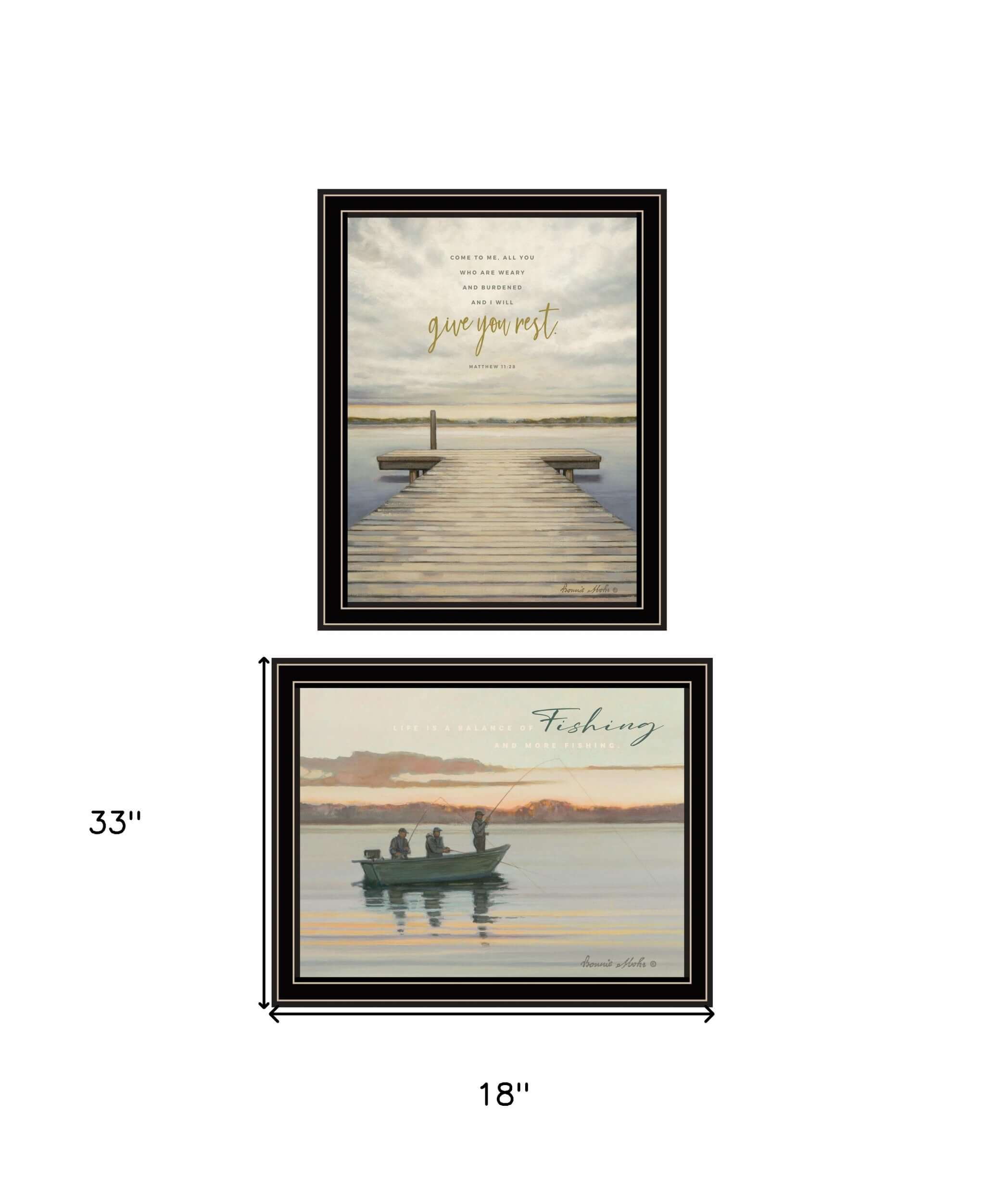 Set Of Two Lake Side Reprieve Black Framed Print Wall Art