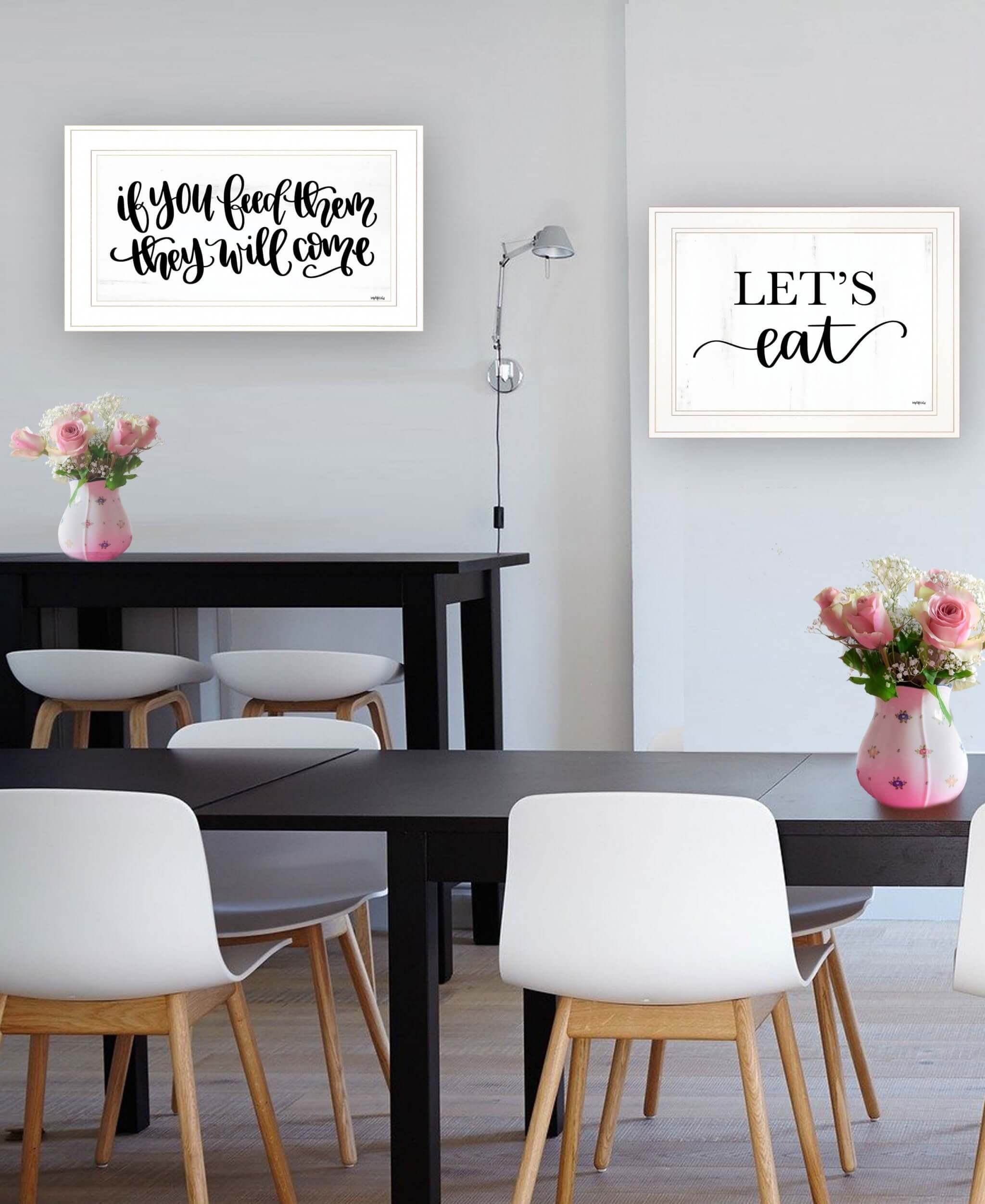 Set Of Two Lets Eat Or Feed Them 1 White Framed Print Wall Art