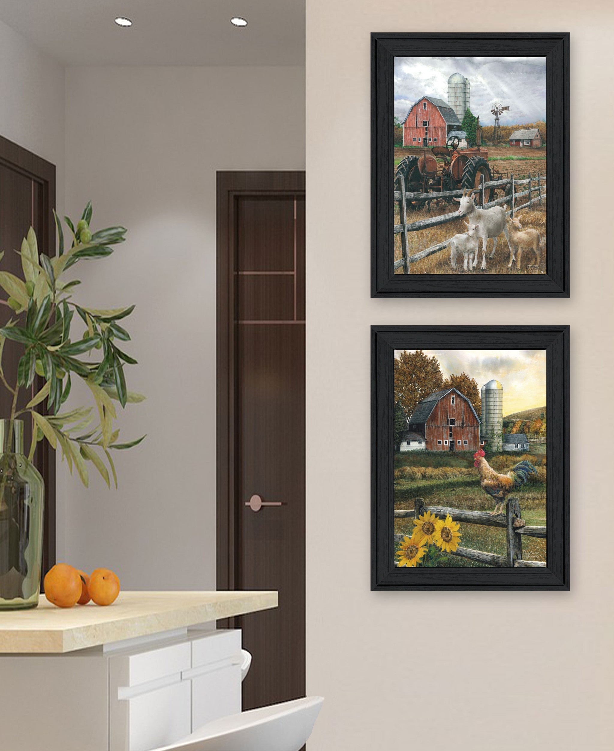 Set Of Two Farm Life Black Framed Print Wall Art