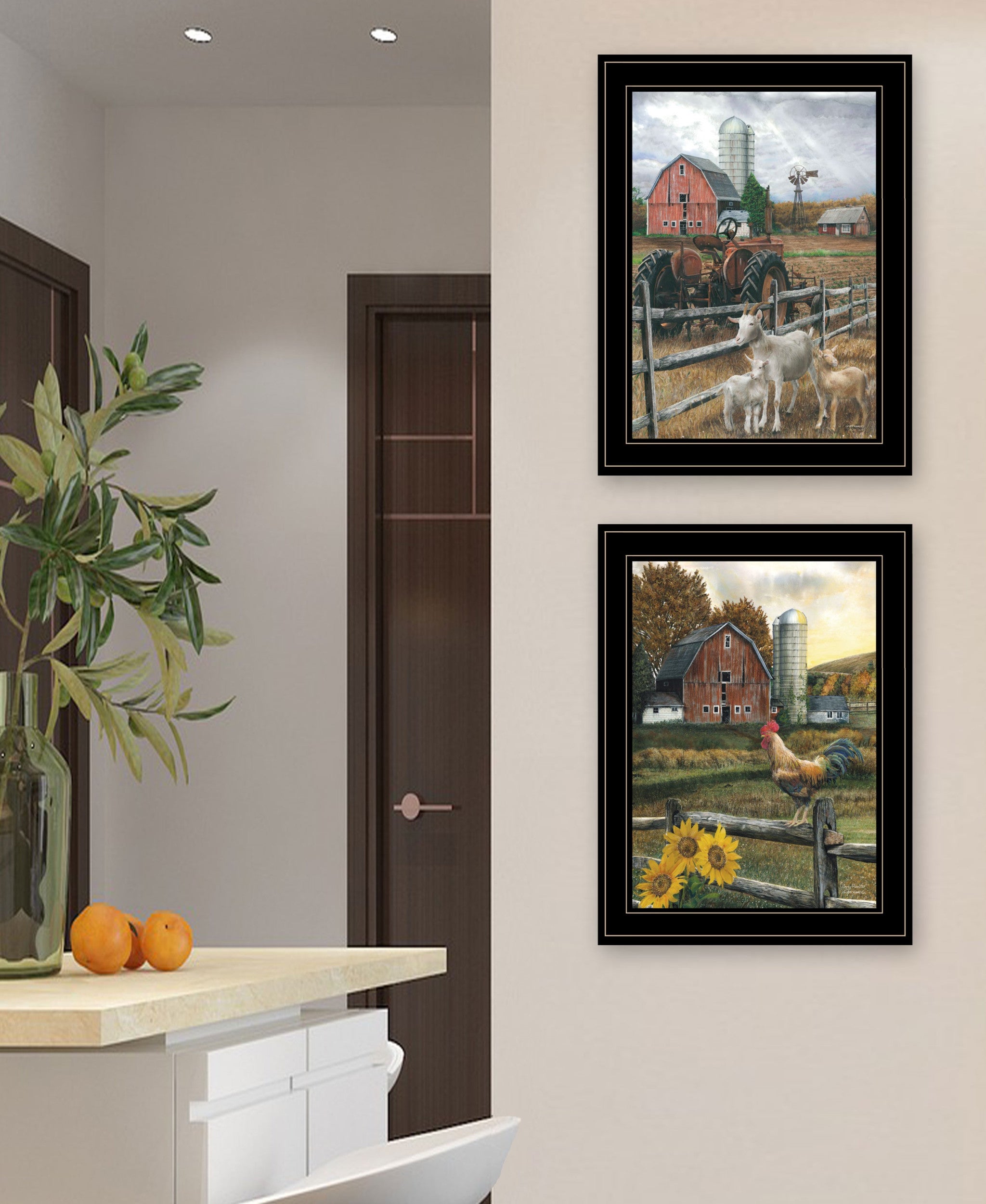 Set Of Two Farm Life Black Framed Print Wall Art