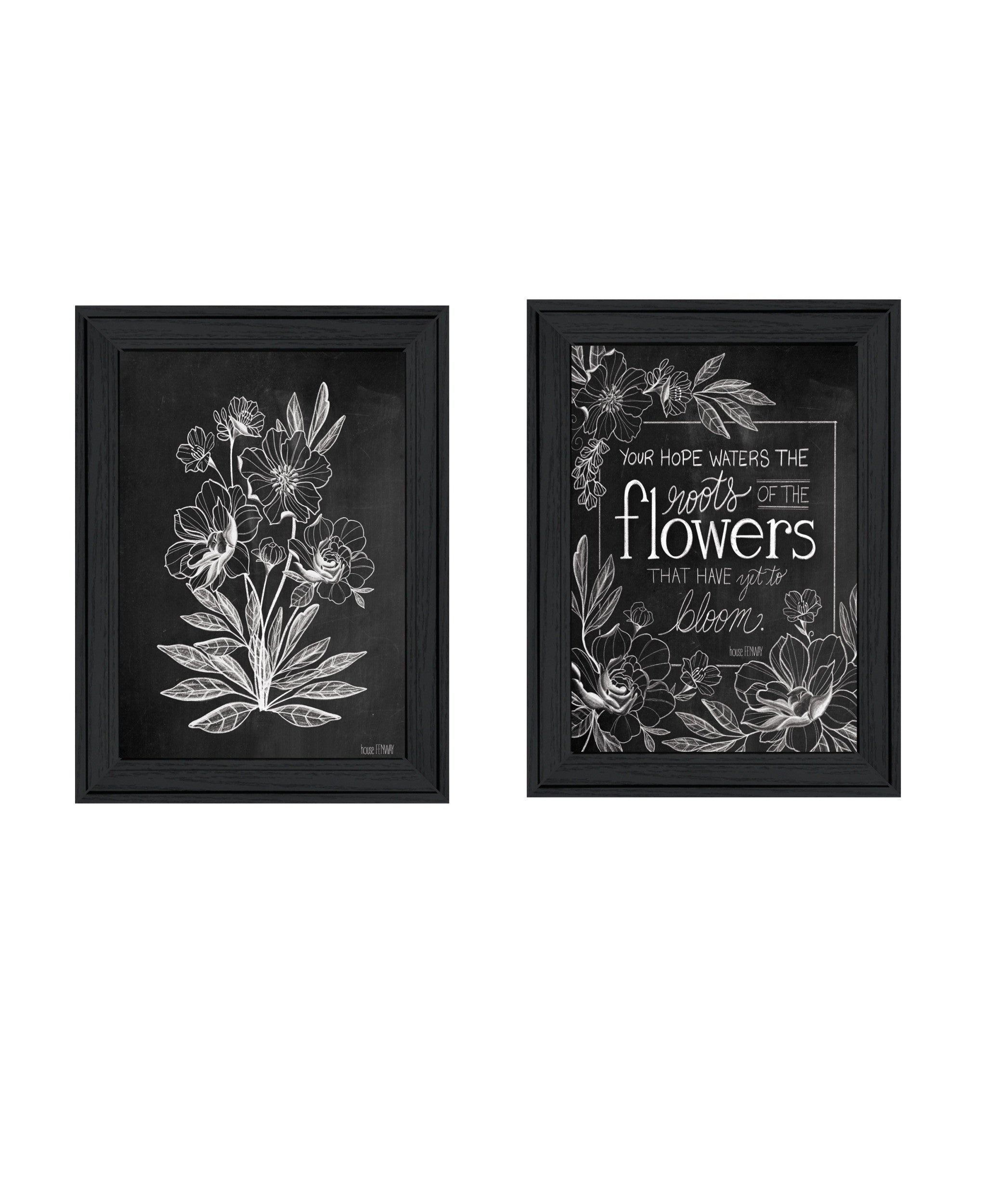 Set Of Two Vintage Flowers in Bloom White Framed Print Wall Art