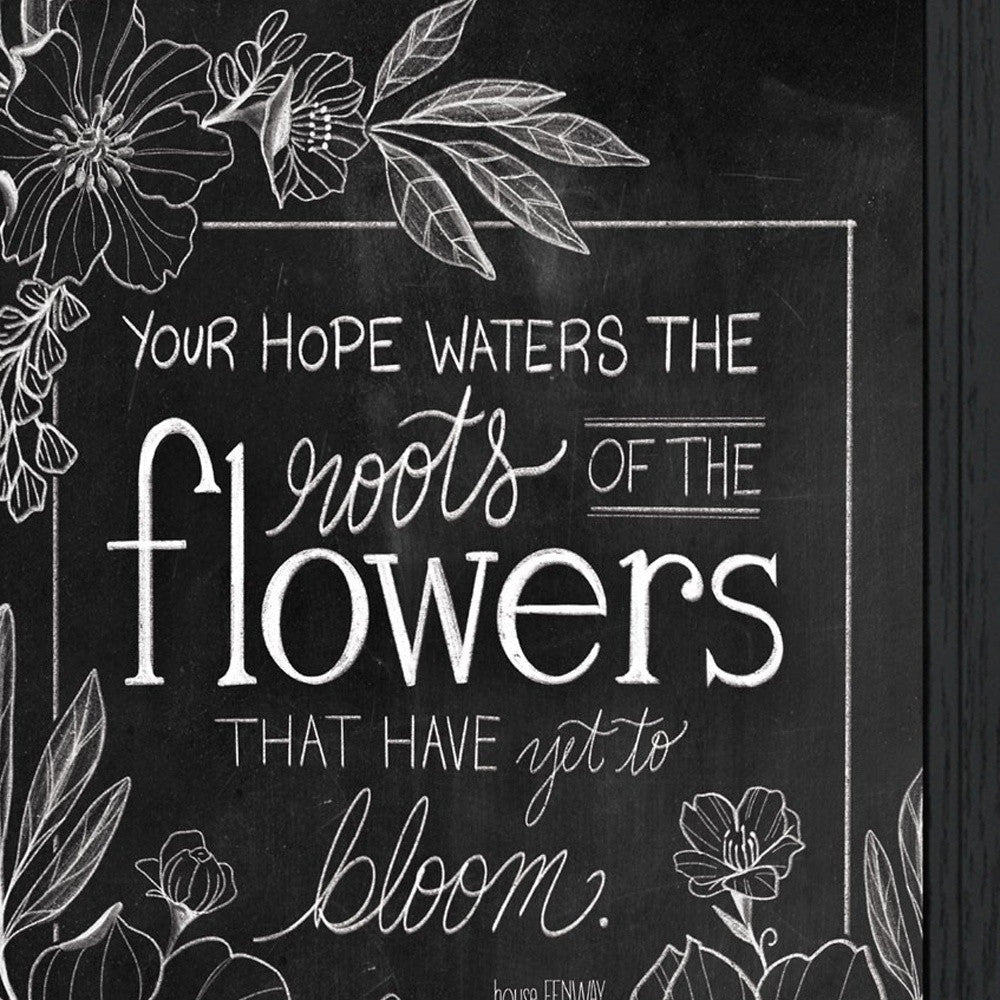 Set Of Two Vintage Chalkboard Blooms Black Framed Print Wall Art