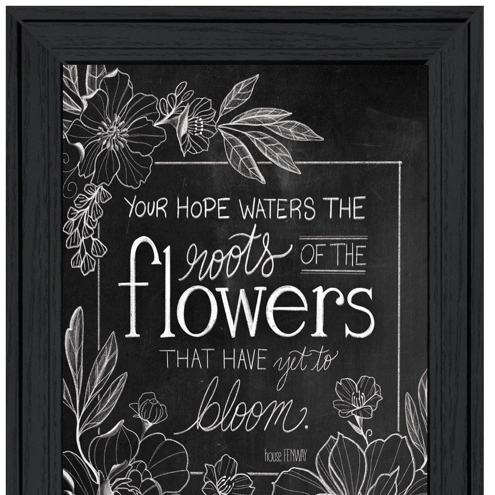 Set Of Two Vintage Chalkboard Blooms Black Framed Print Wall Art