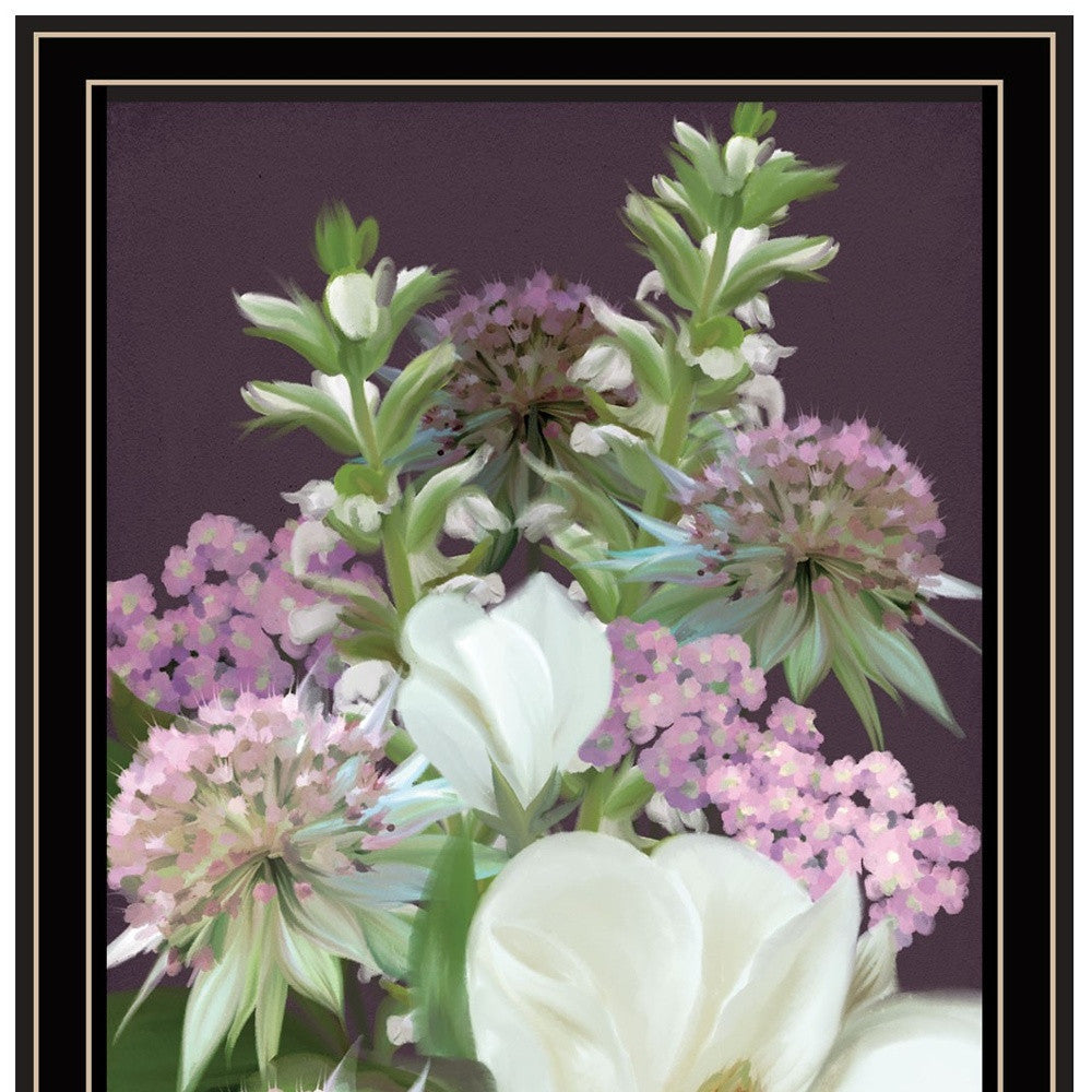 Set Of Two Lilac and Wild Plum Bouquet Black Framed Print Wall Art