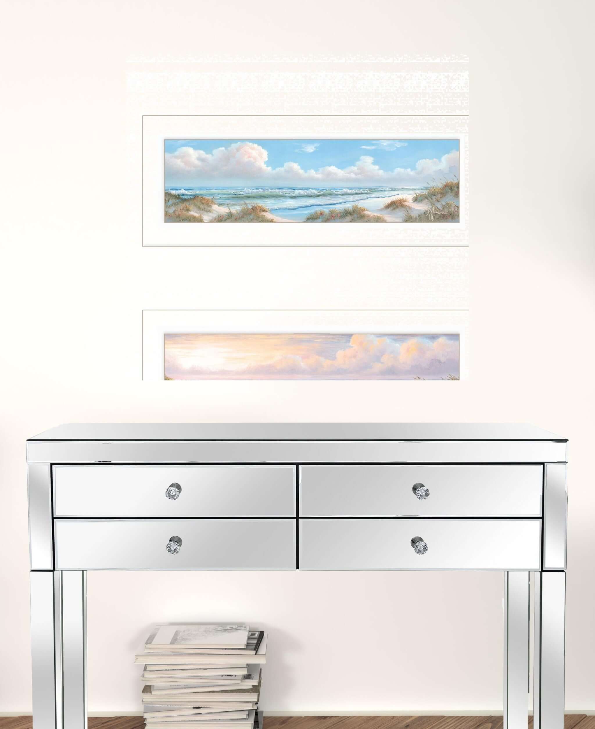 Set Of Two The Seascape 2 White Framed Print Wall Art