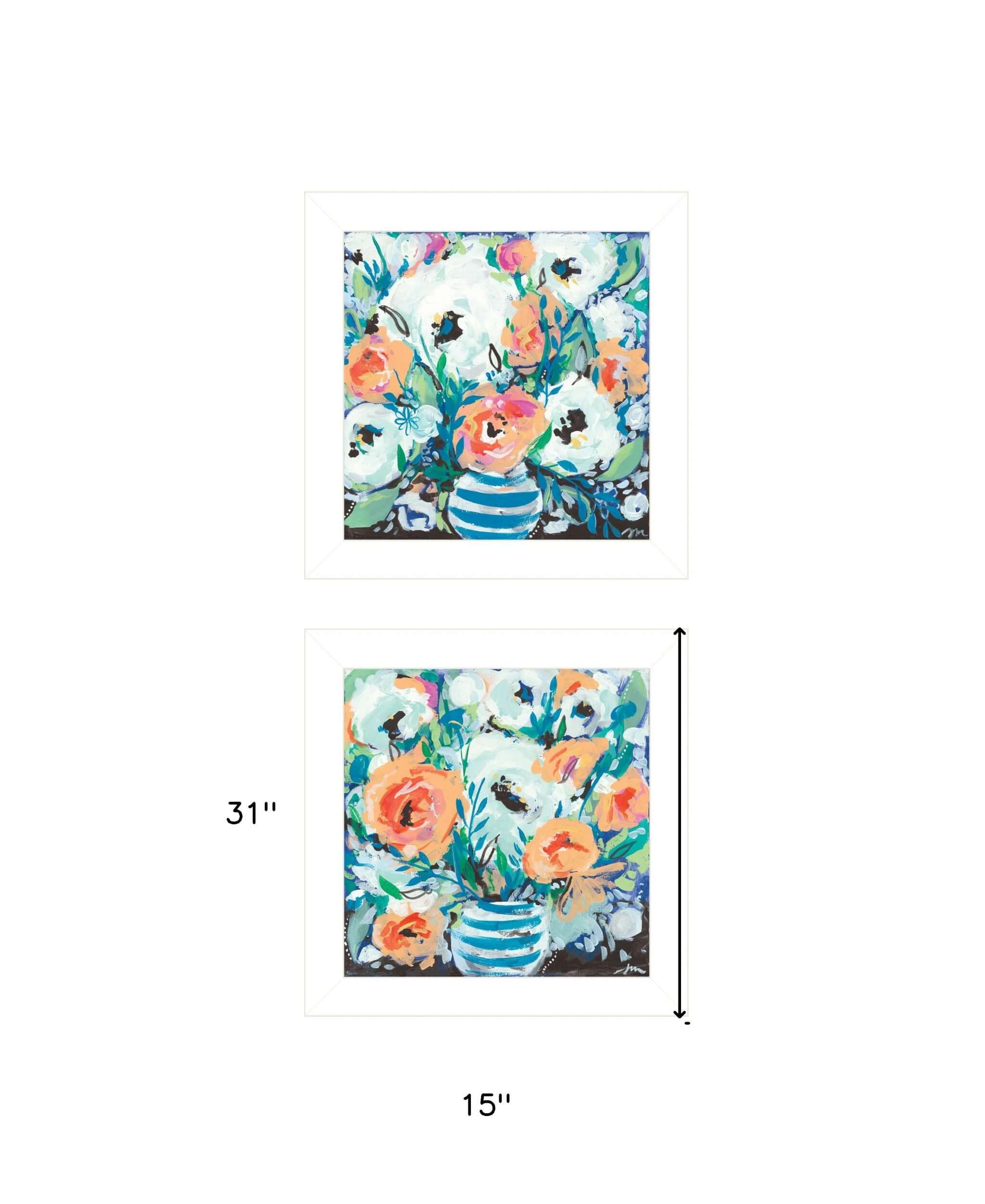 Set Of Two Fancy Floral 1 White Framed Print Wall Art