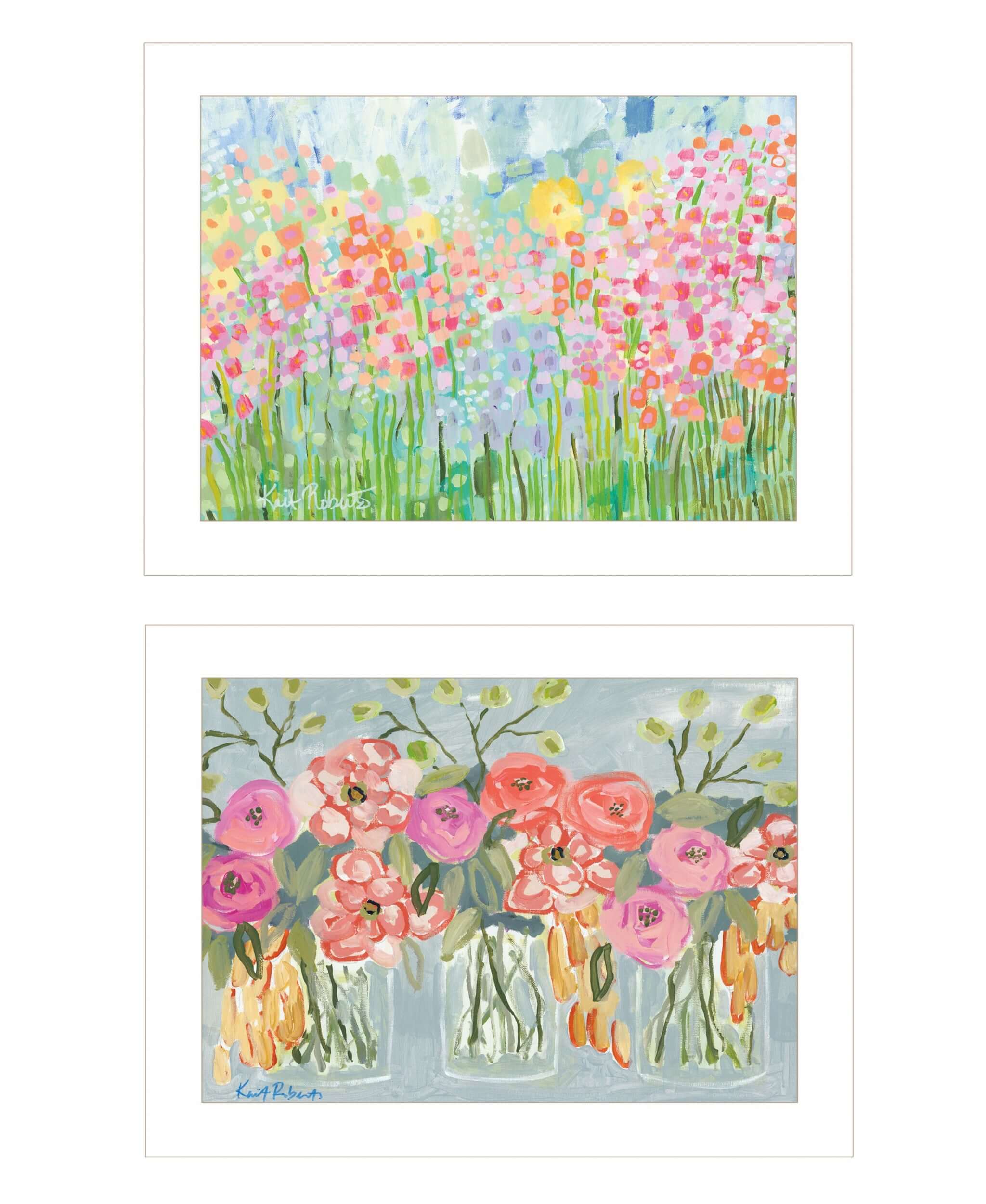 Set Of Two Garden Flowers II 1 White Framed Print Wall Art