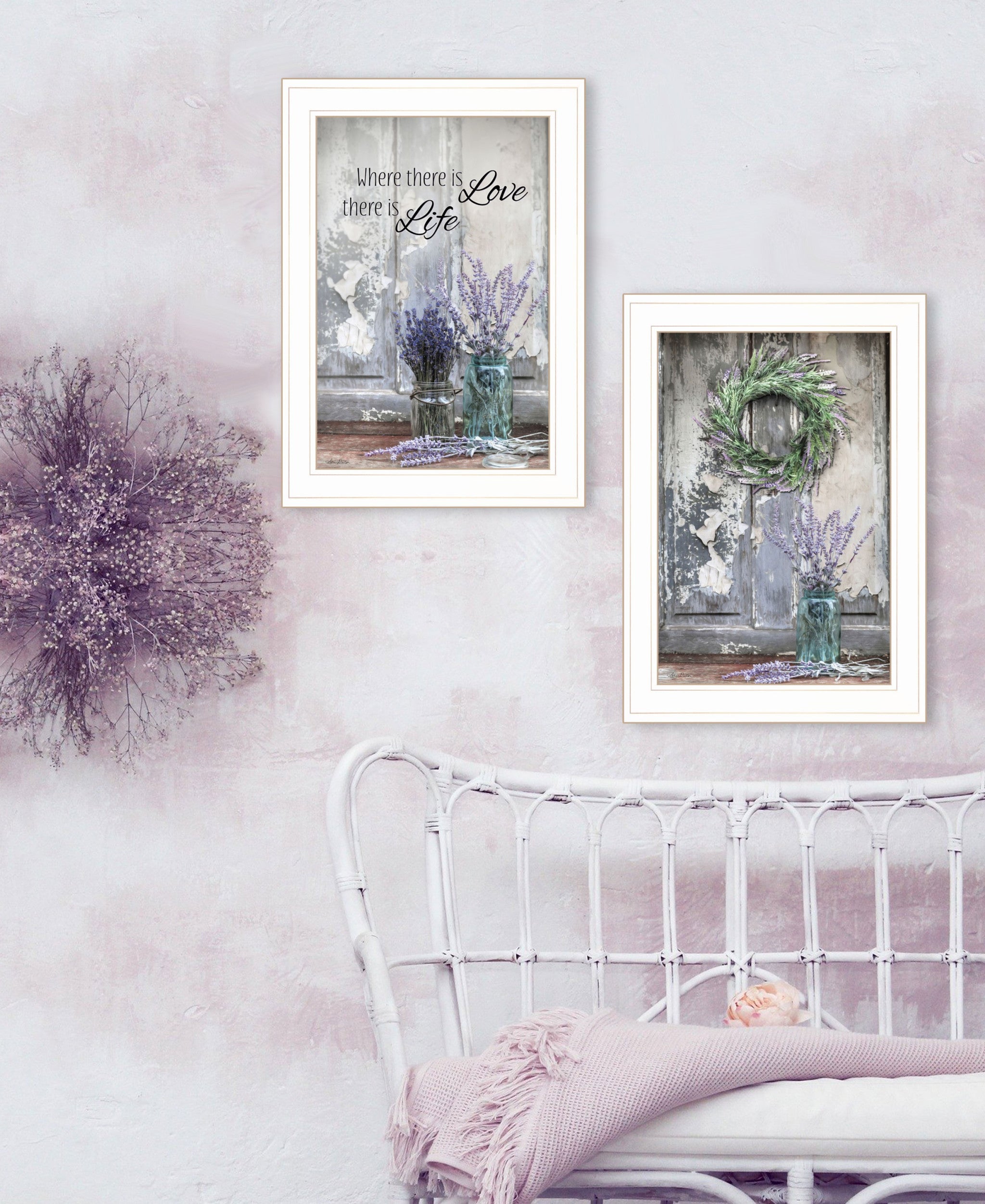 Set Of Two Love and Memories White Framed Print Wall Art