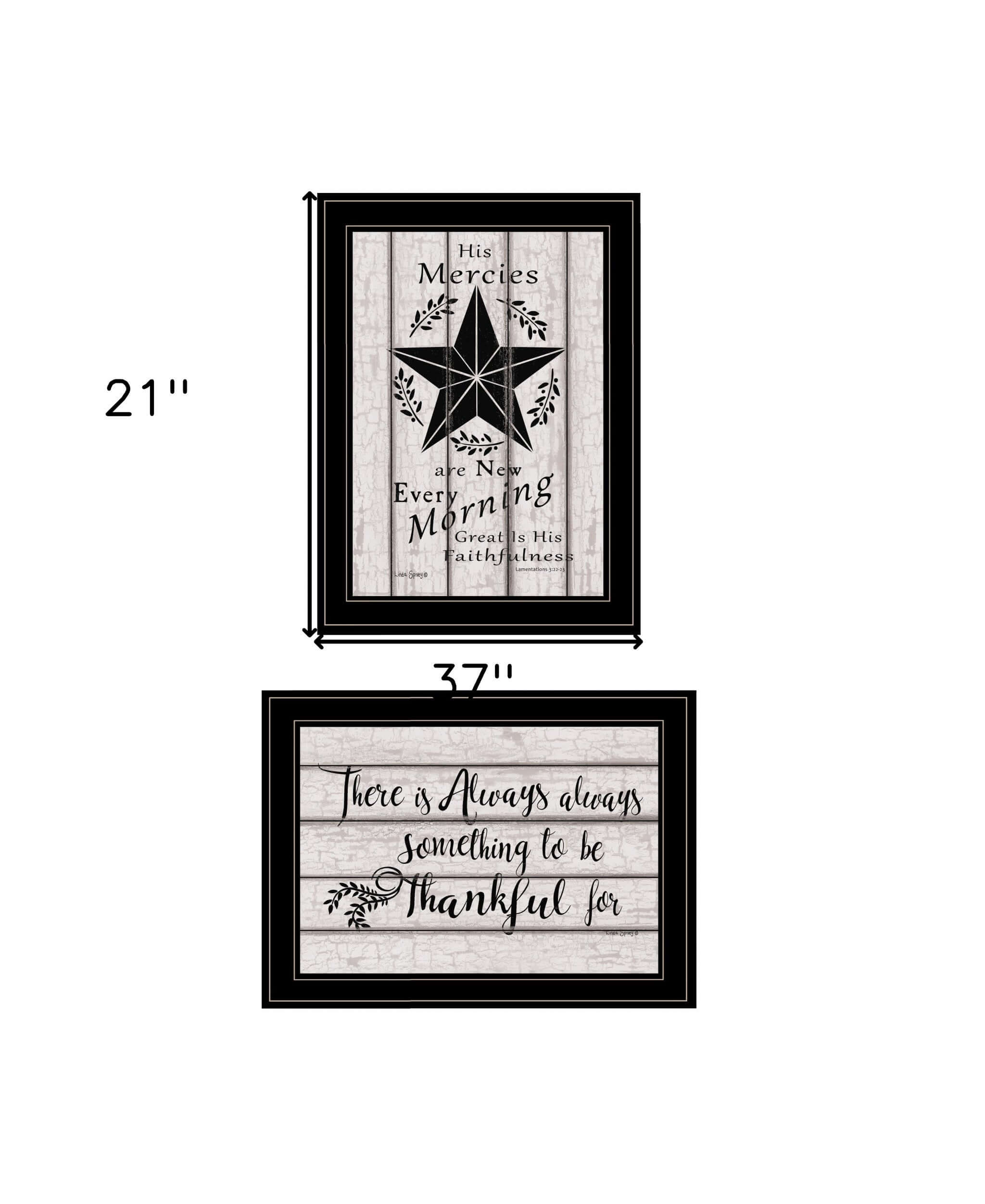 Set Of Two His Mercies And Thankful 2 Black Framed Print Wall Art