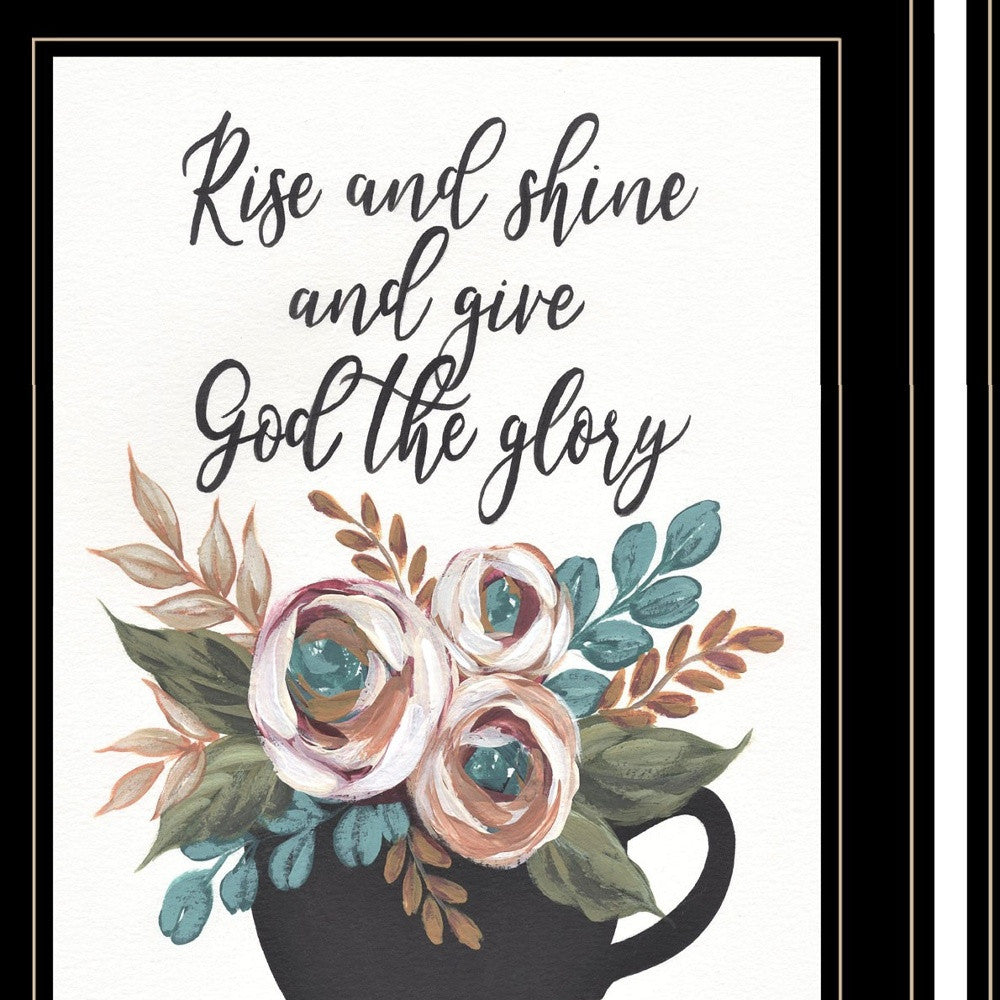 Set Of Three Rise and Shine Kitchen Black Framed Print Kitchen Wall Art