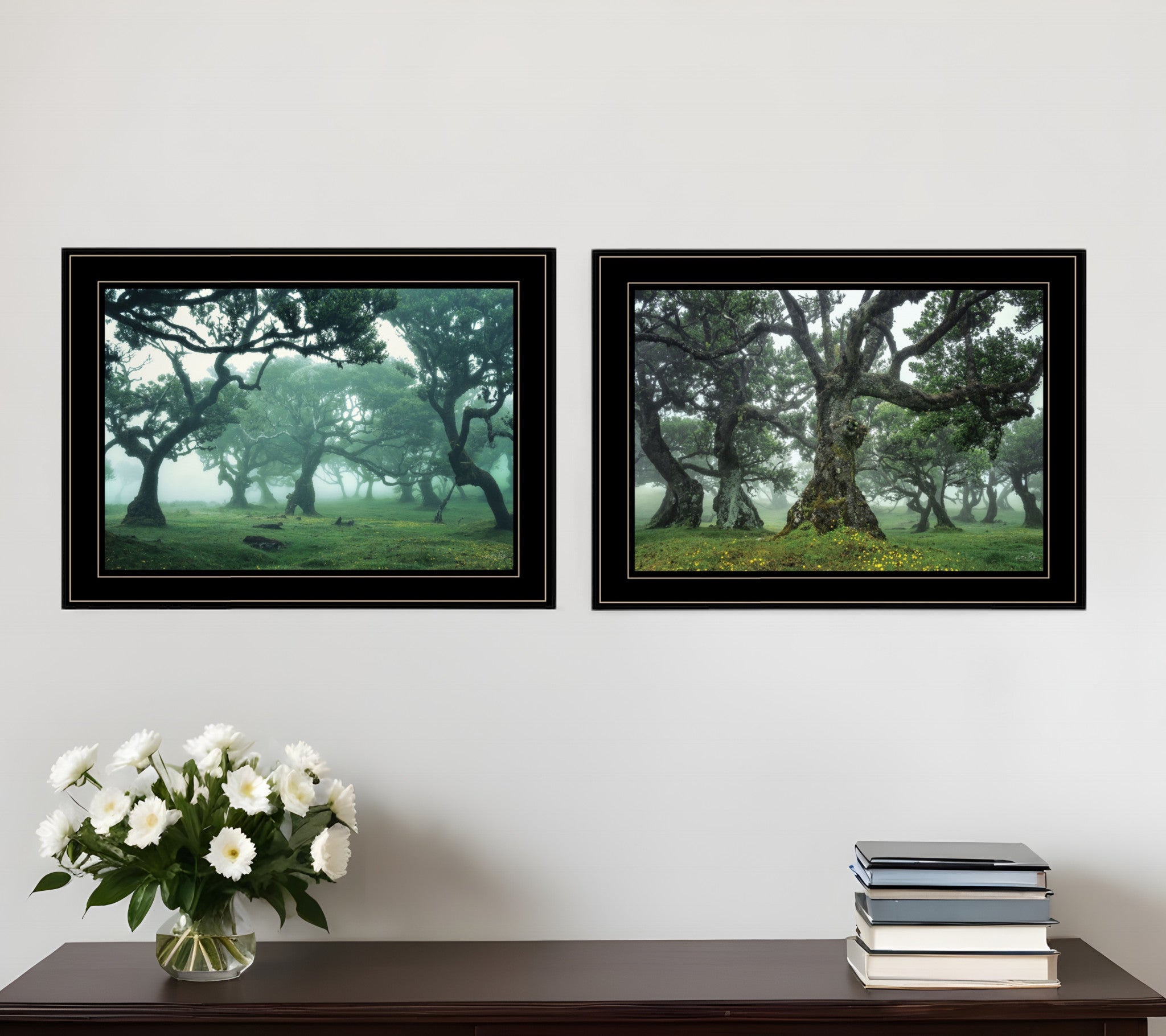 Set Of Two Enchanted Forest 3 Black Framed Print Wall Art