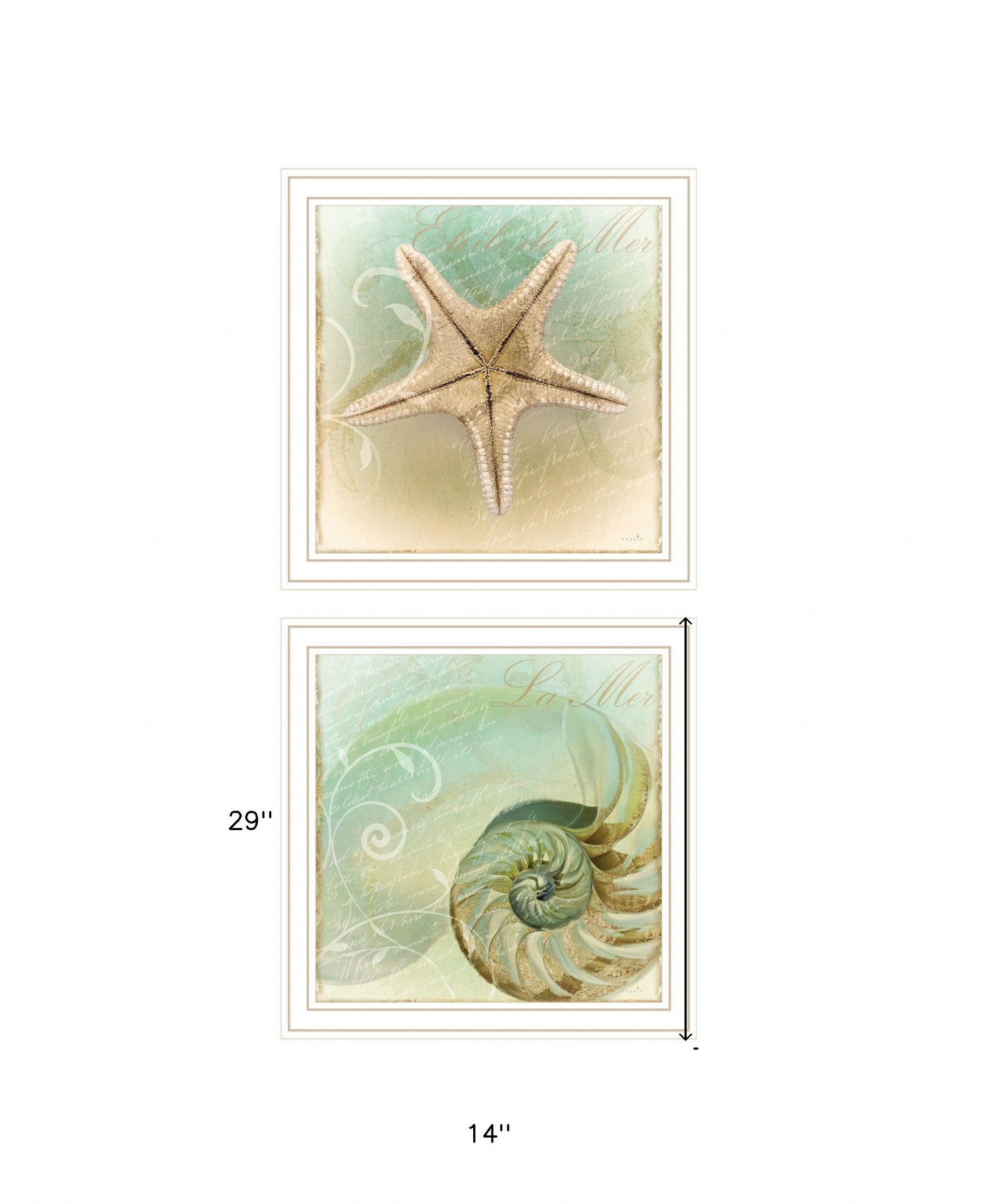 Set Of Two The Sea I and Sea II 2 White Framed Print Wall Art