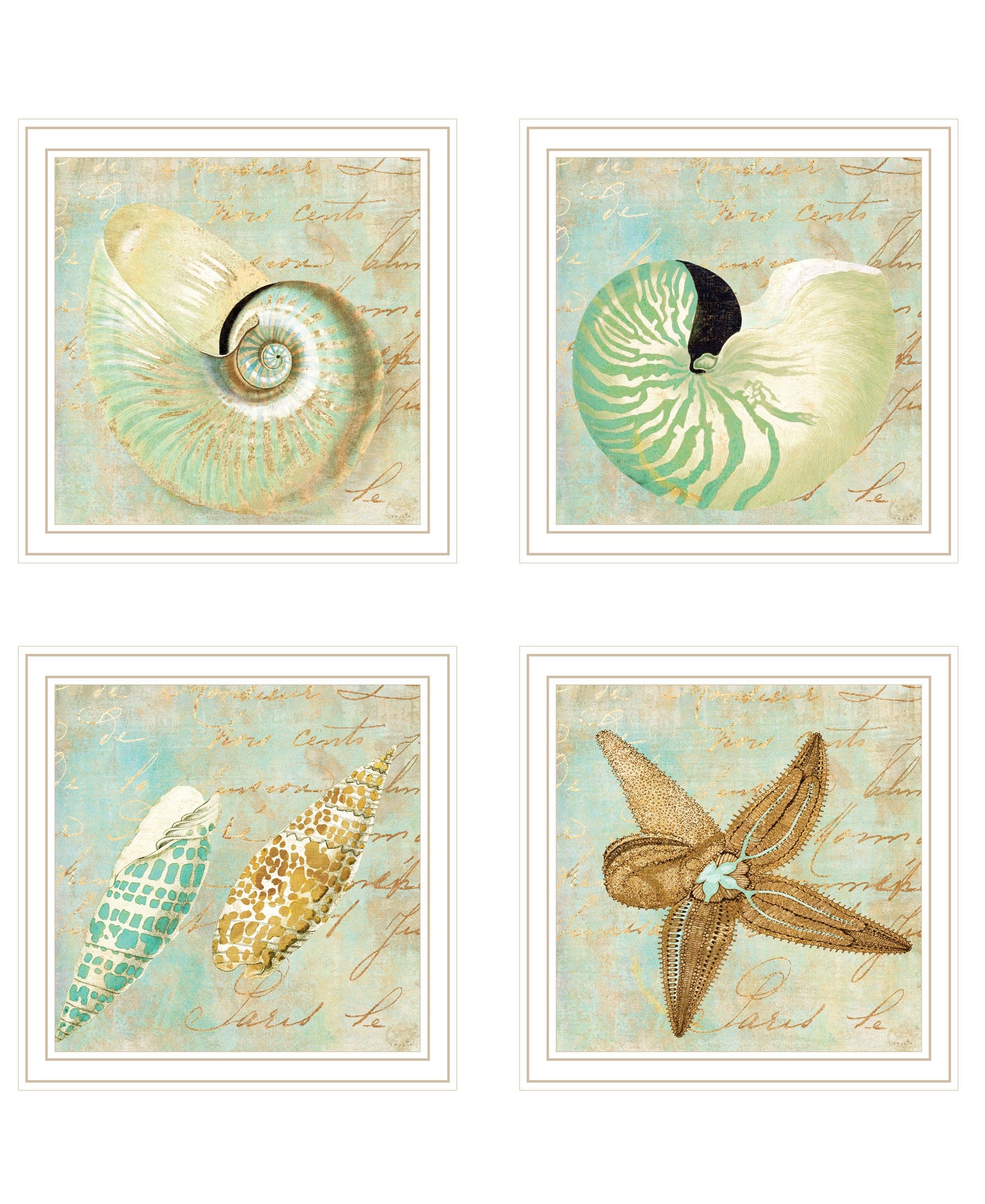 Set Of Four Ocean 2 White Framed Print Wall Art