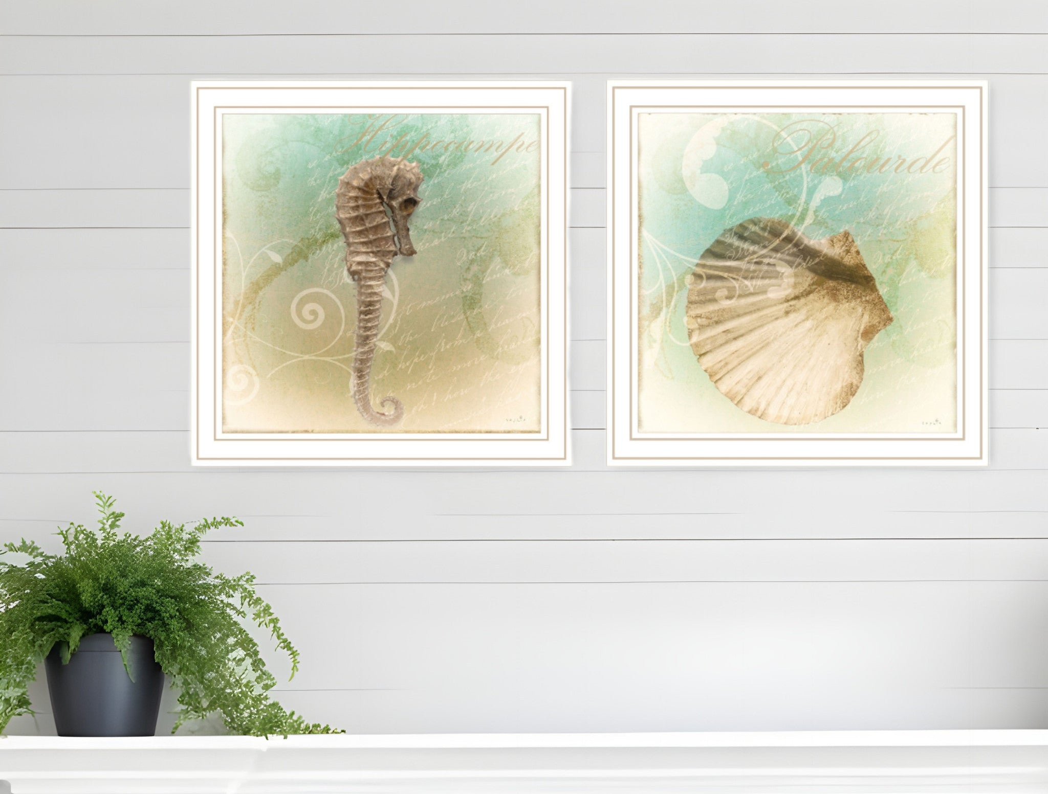 Set Of Two The Sea III and Sea IV 2 White Framed Print Wall Art