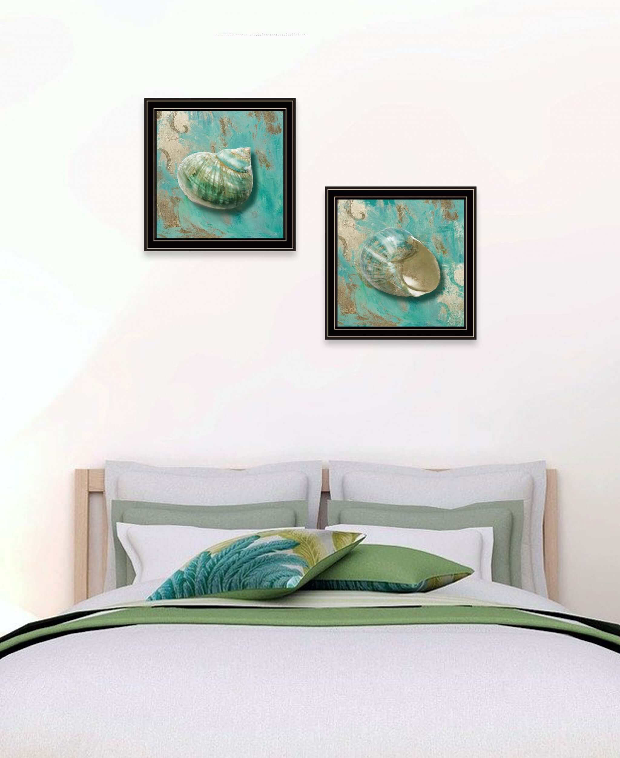 Set Of Two Azurica I And Sea II 1 Black Framed Print Wall Art