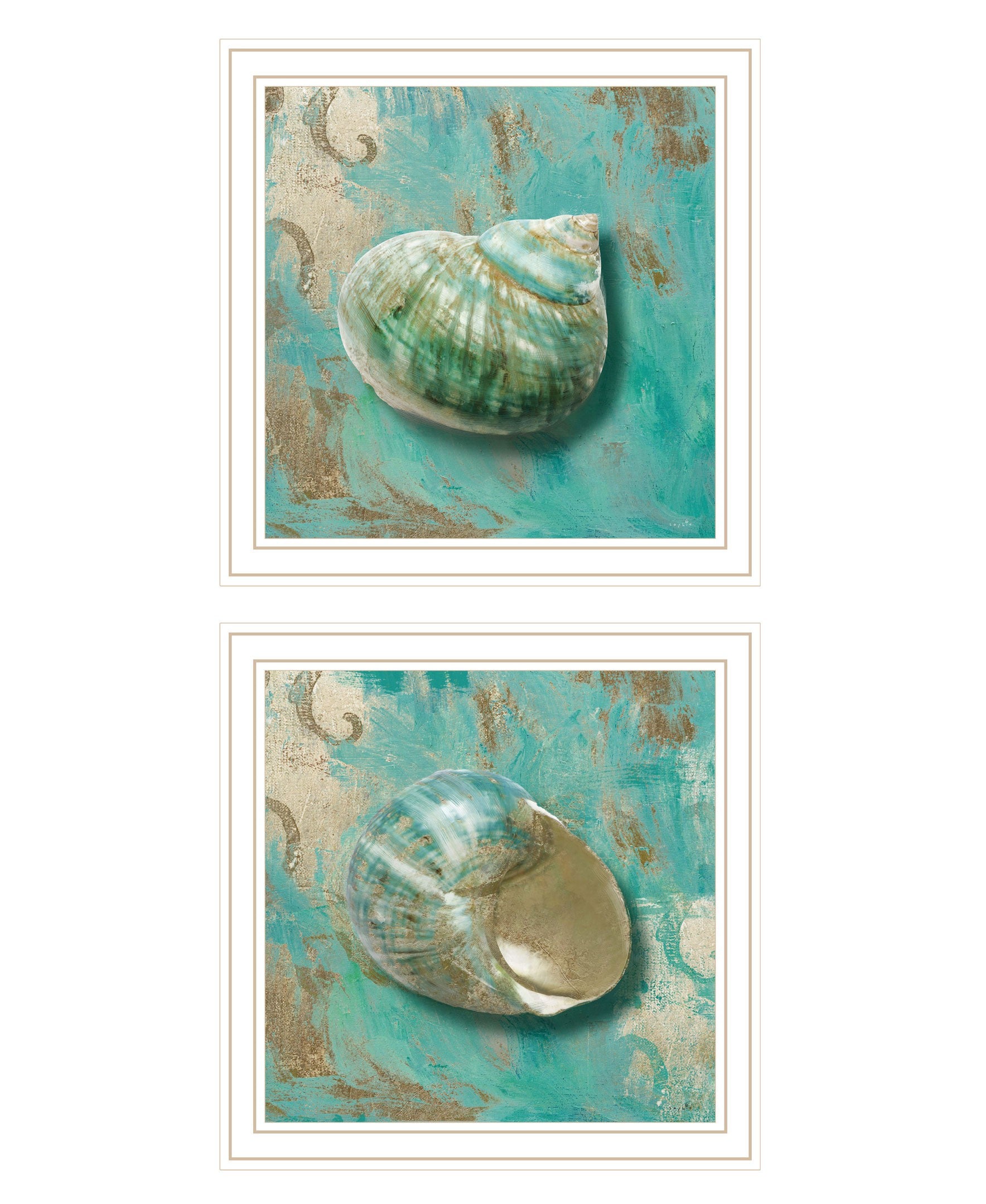 Set Of Two Azurica I and Sea II 2 White Framed Print Wall Art