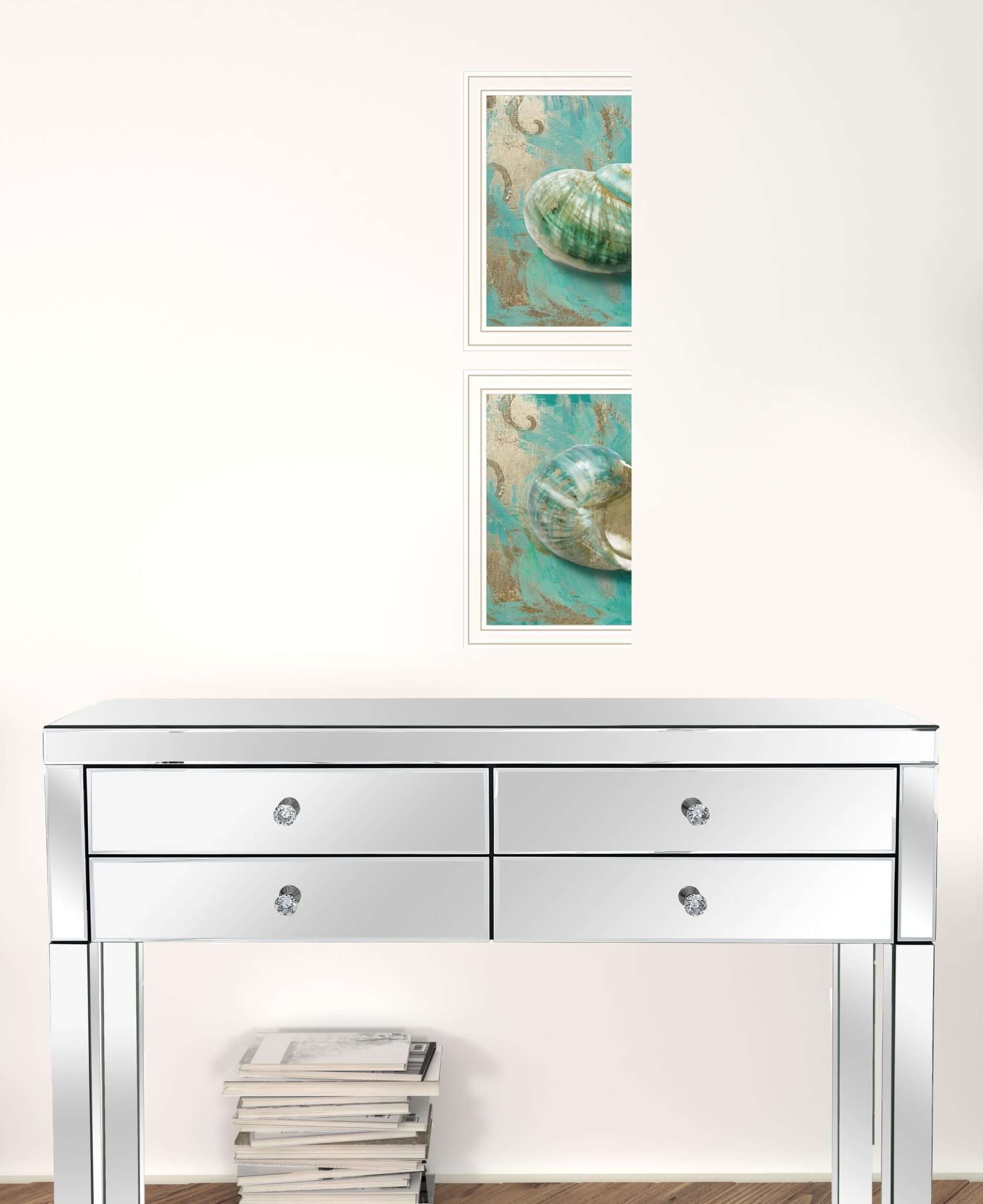 Set Of Two Azurica I And Sea II 2 White Framed Print Wall Art