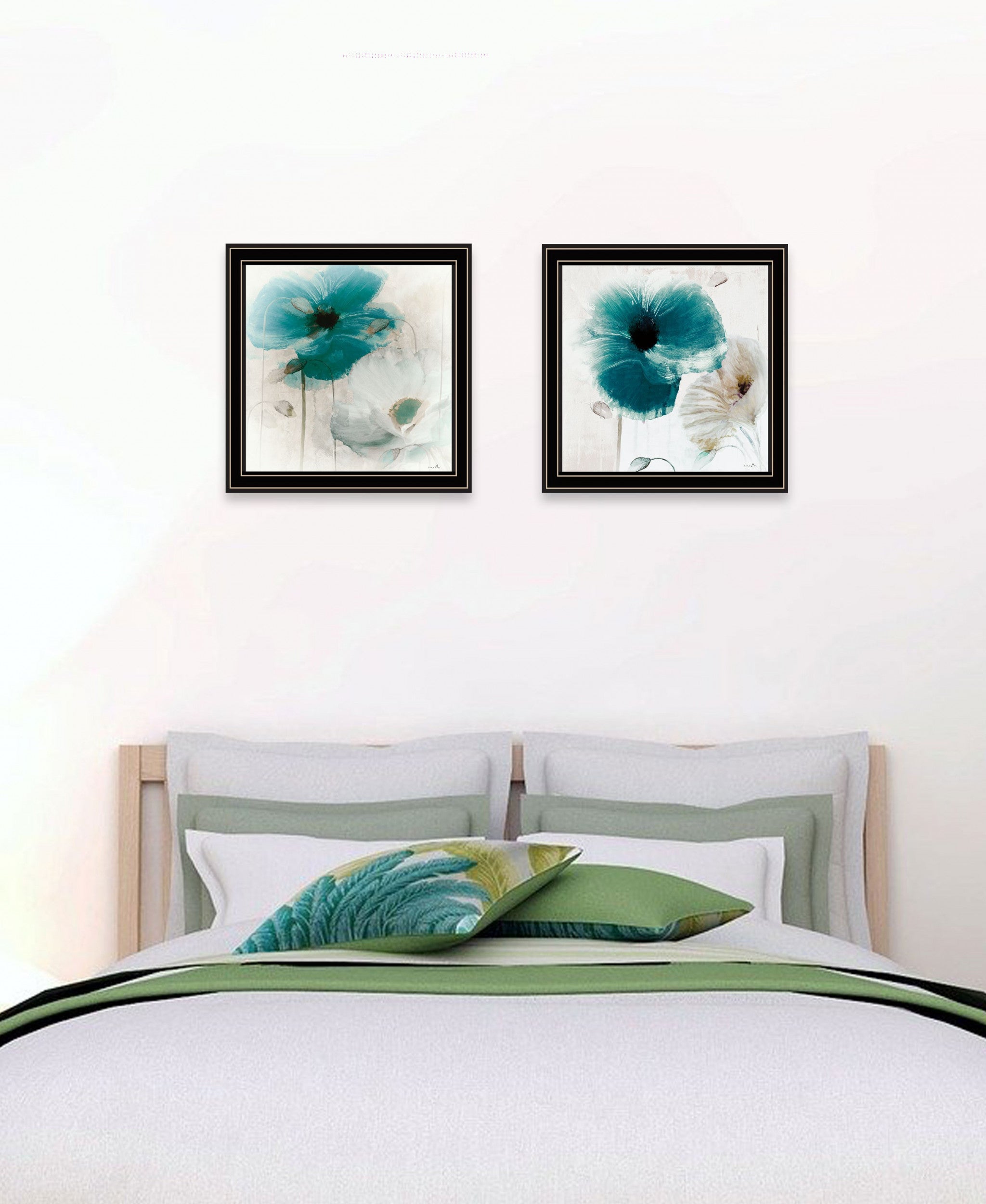 Set Of Two Poppy 1 Black Framed Print Wall Art