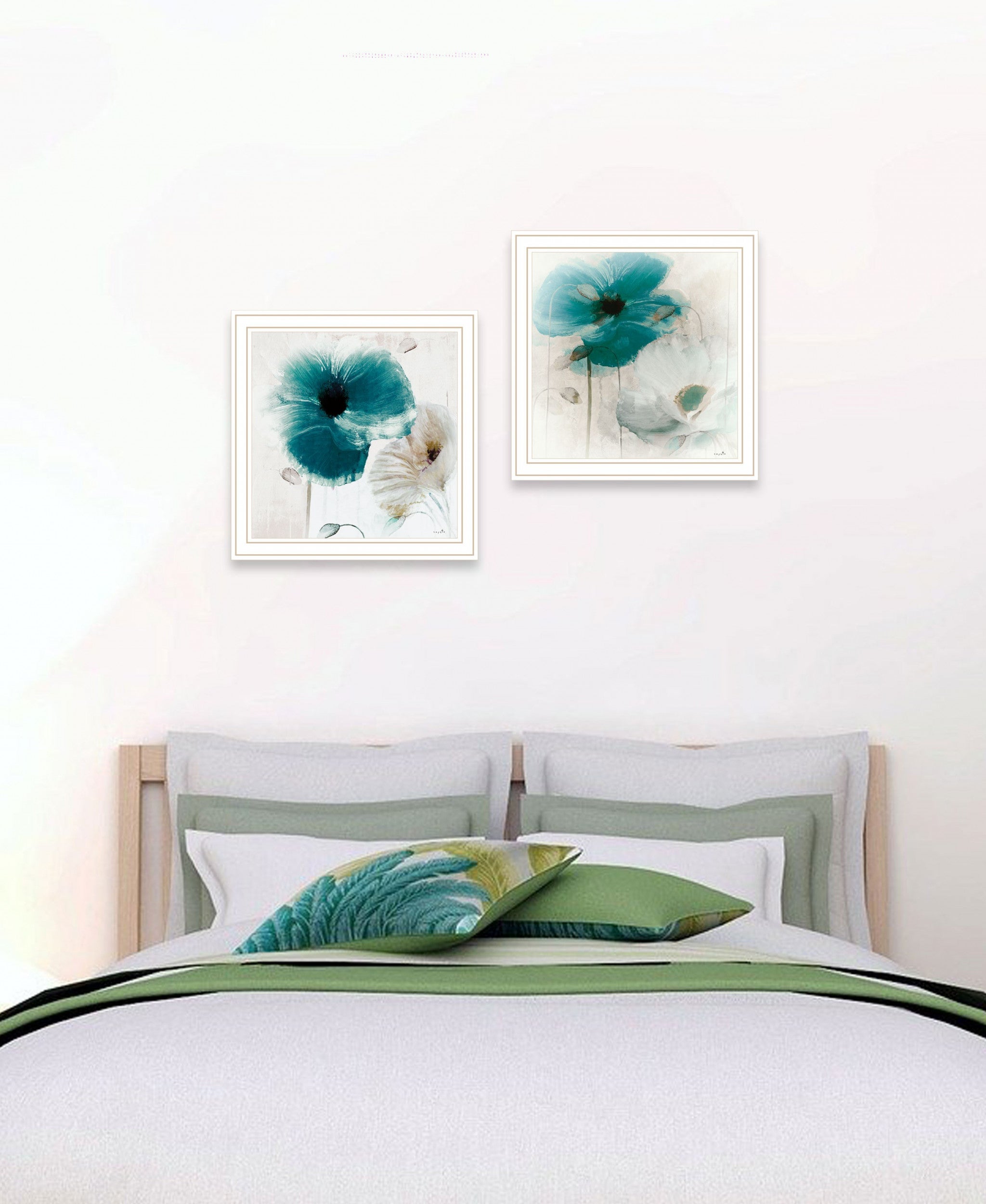 Set Of Two Poppy 2 White Framed Print Wall Art