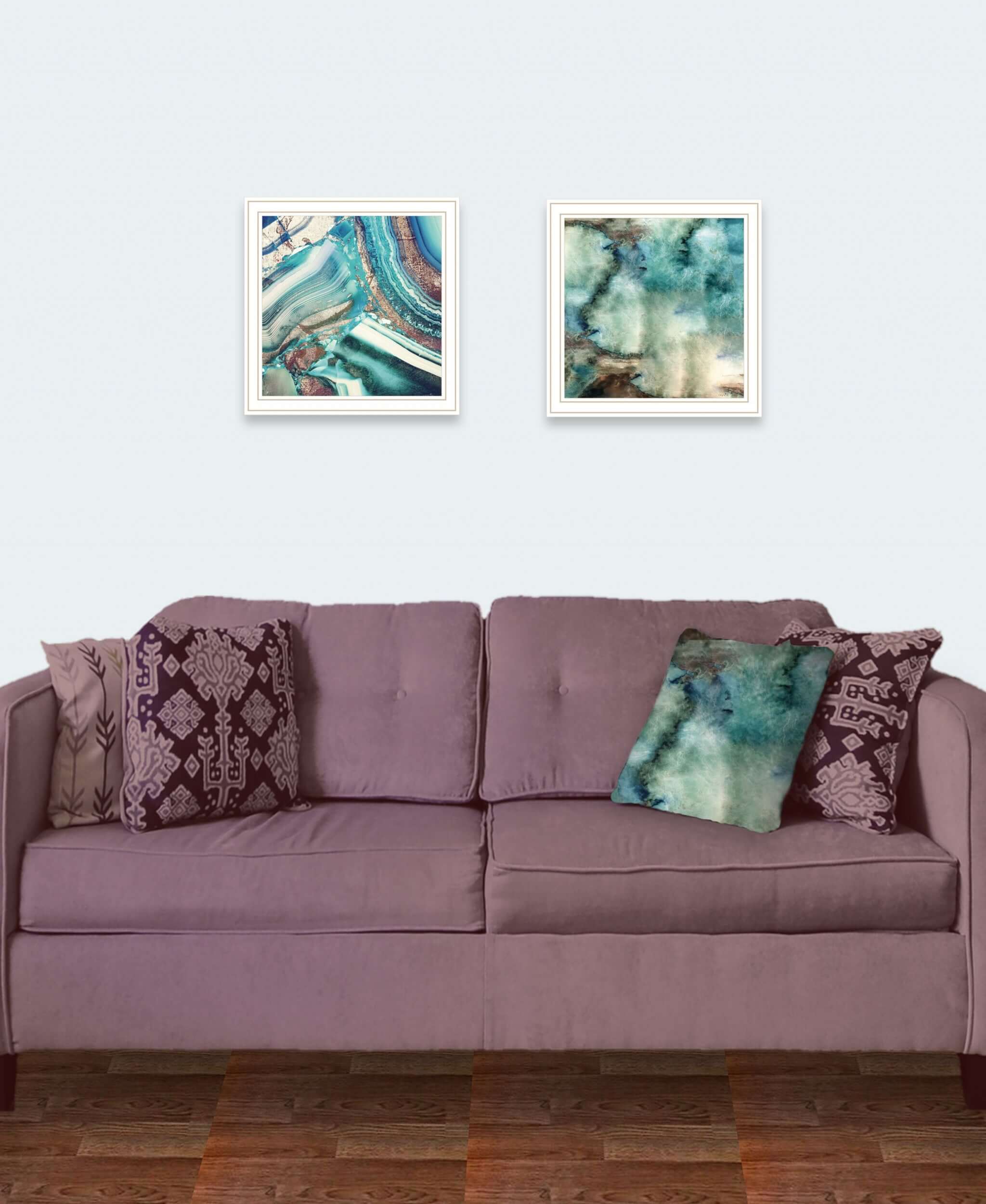 Set Of Two Earth Tones I And Sea II 2 White Framed Print Wall Art