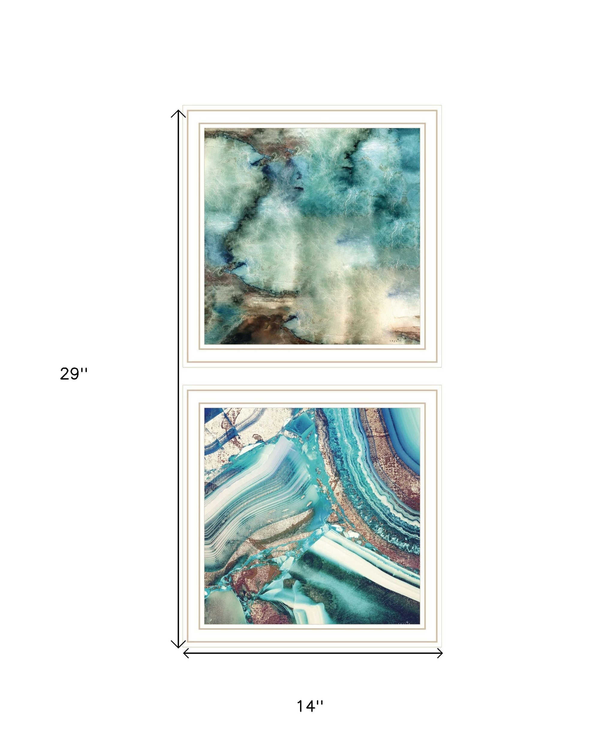 Set Of Two Earth tones I and Sea II 2 White Framed Print Wall Art