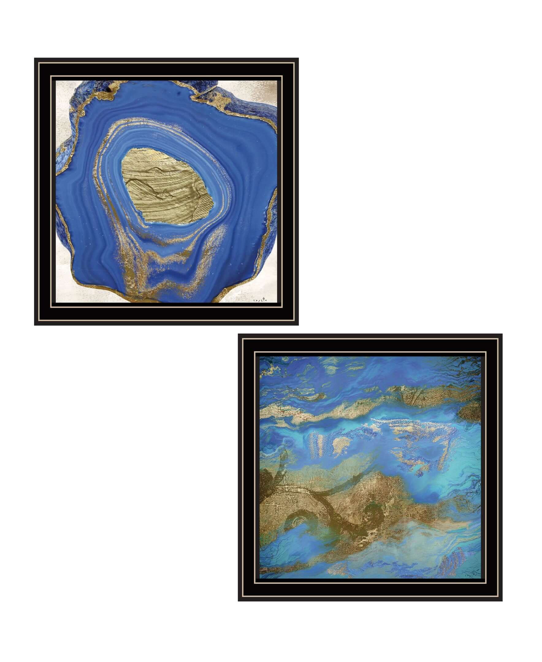 Set Of Two Perisse Cobalt 1 Black Framed Print Wall Art