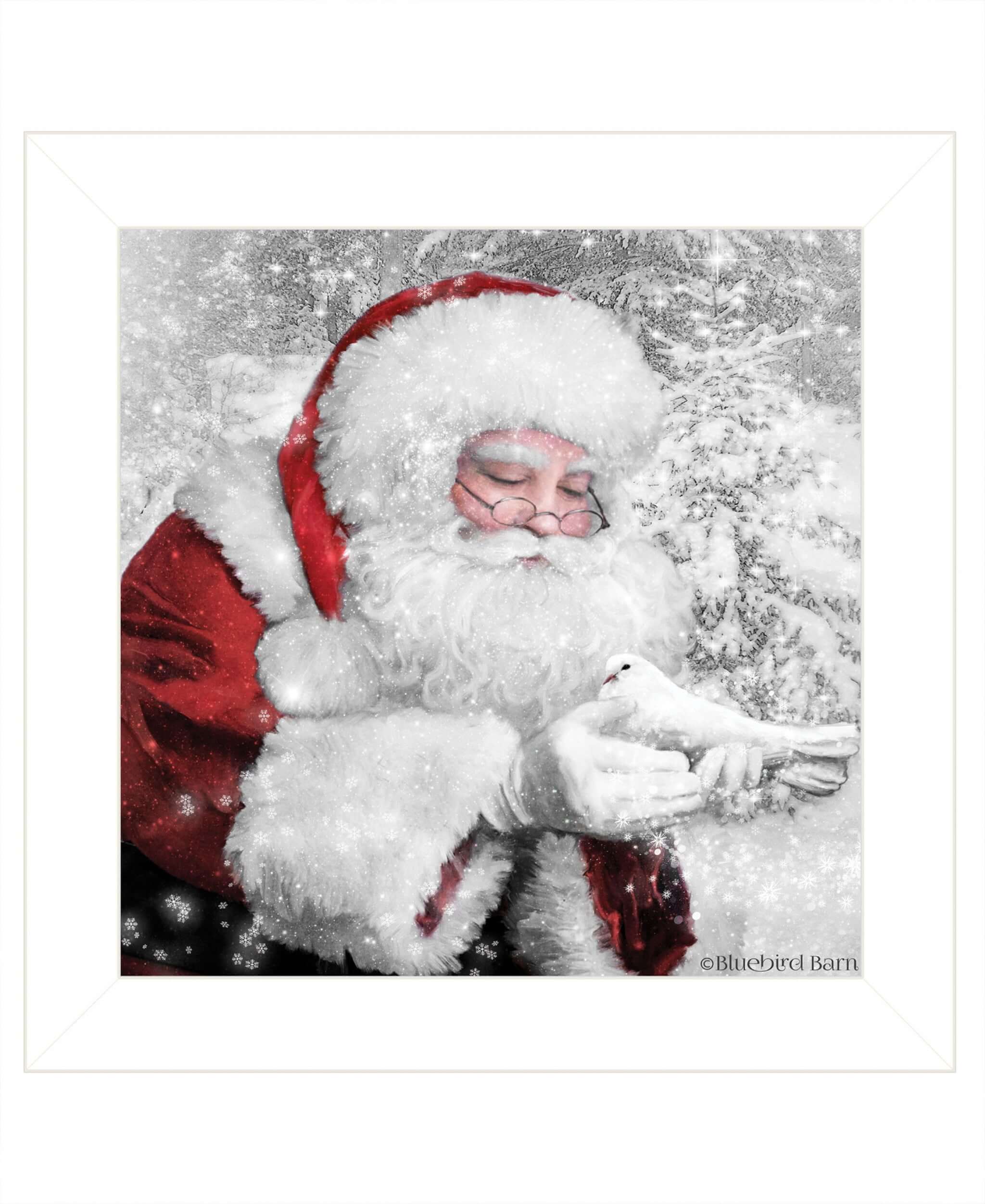 Santas Little Friends 2 White Framed Print Wall Art