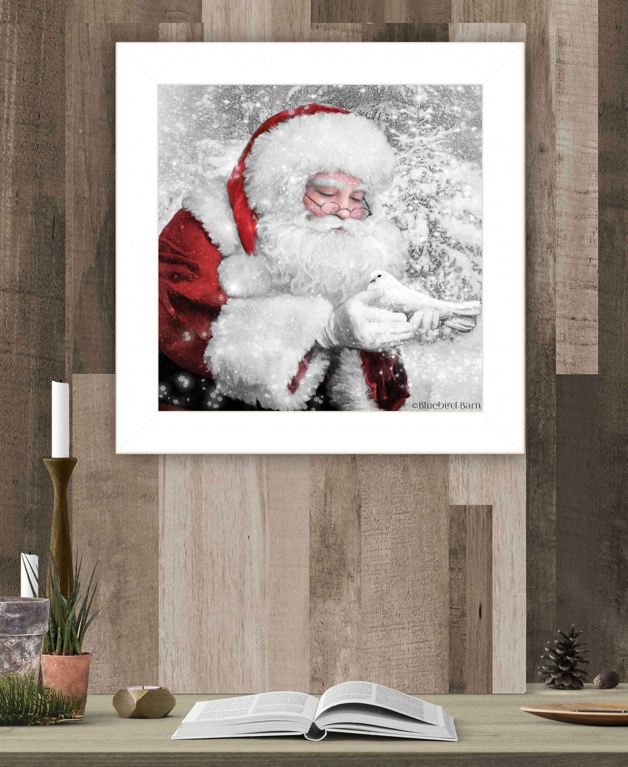 Santas Little Friends 2 White Framed Print Wall Art