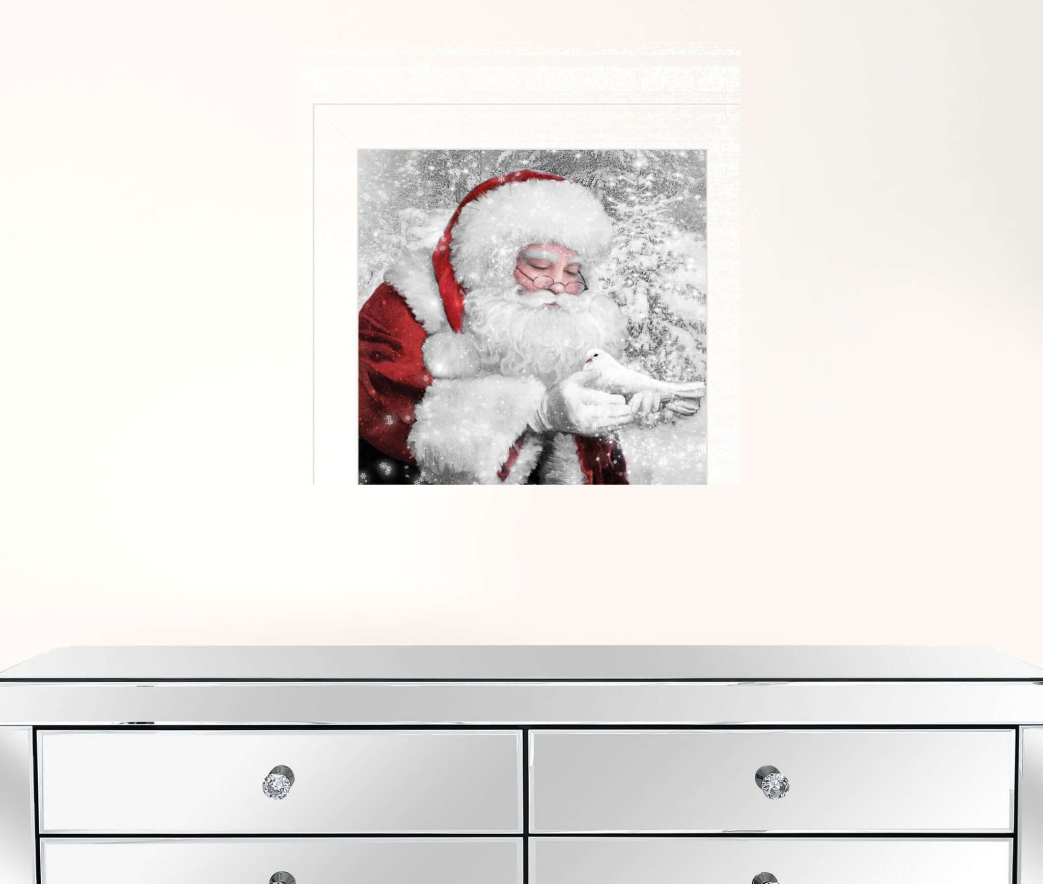 Santas Little Friends 2 White Framed Print Wall Art