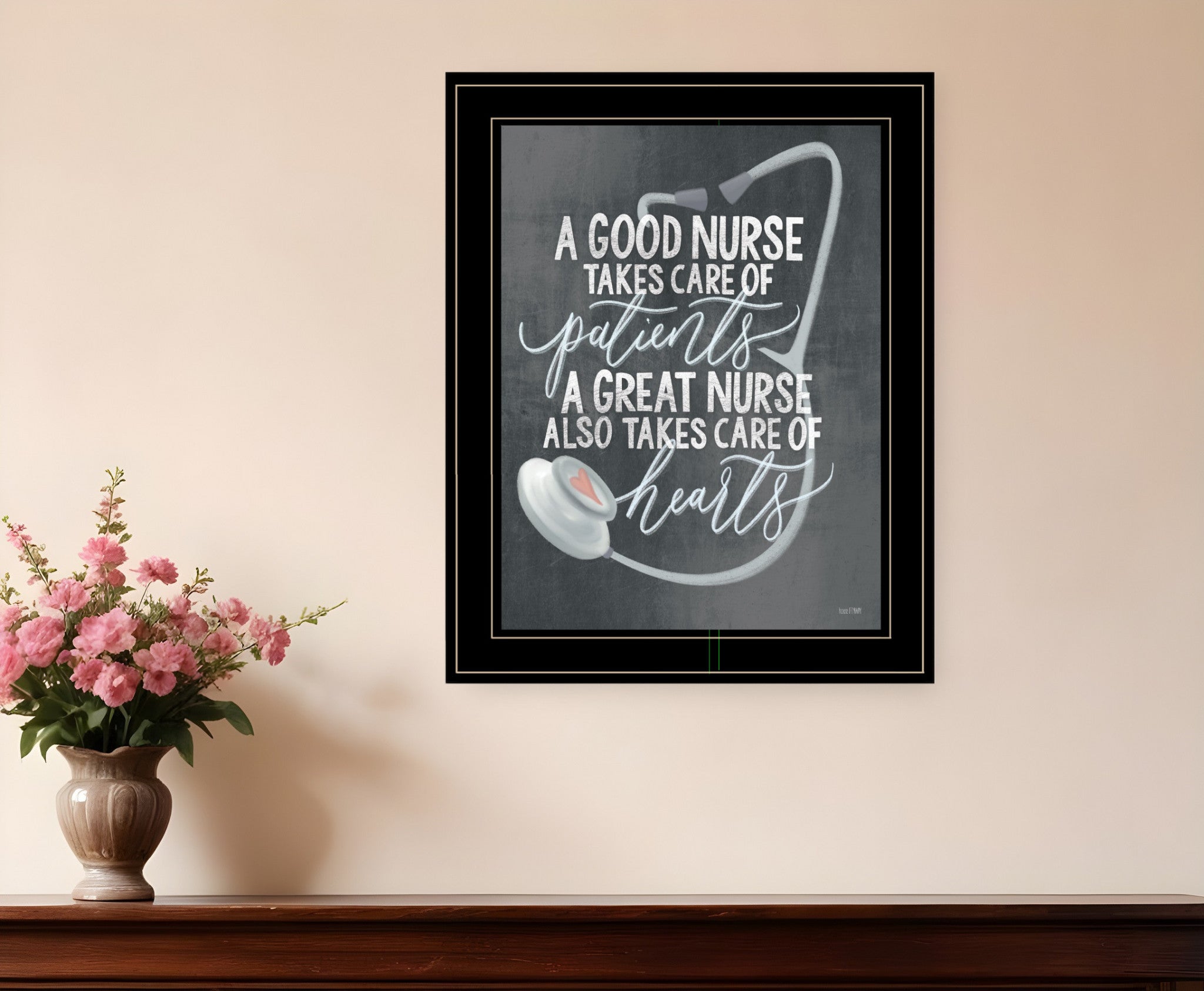 A Nurses Heart 2 Black Framed Print Wall Art