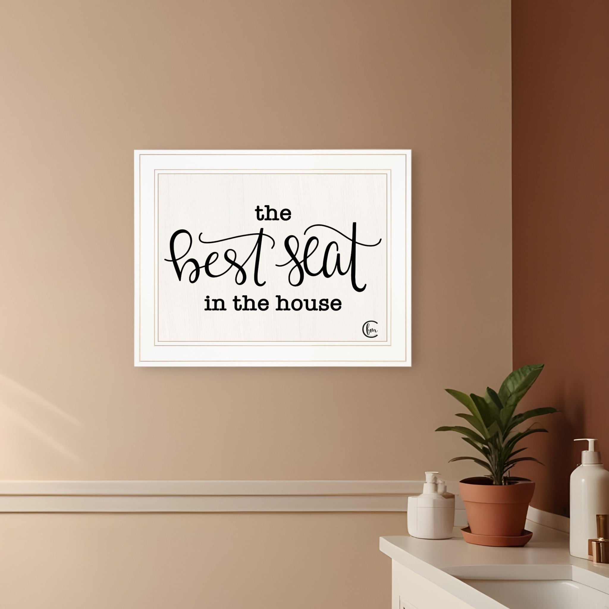 The Best Seat in the House 1 White Framed Print Bathroom Wall Art