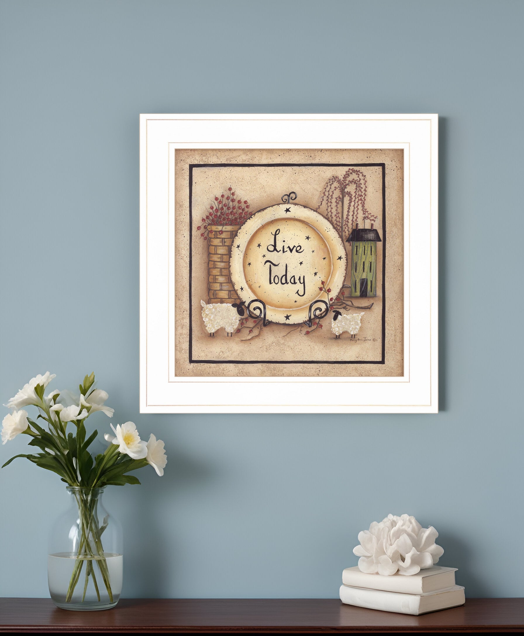 Live Today 3 White Framed Print Wall Art