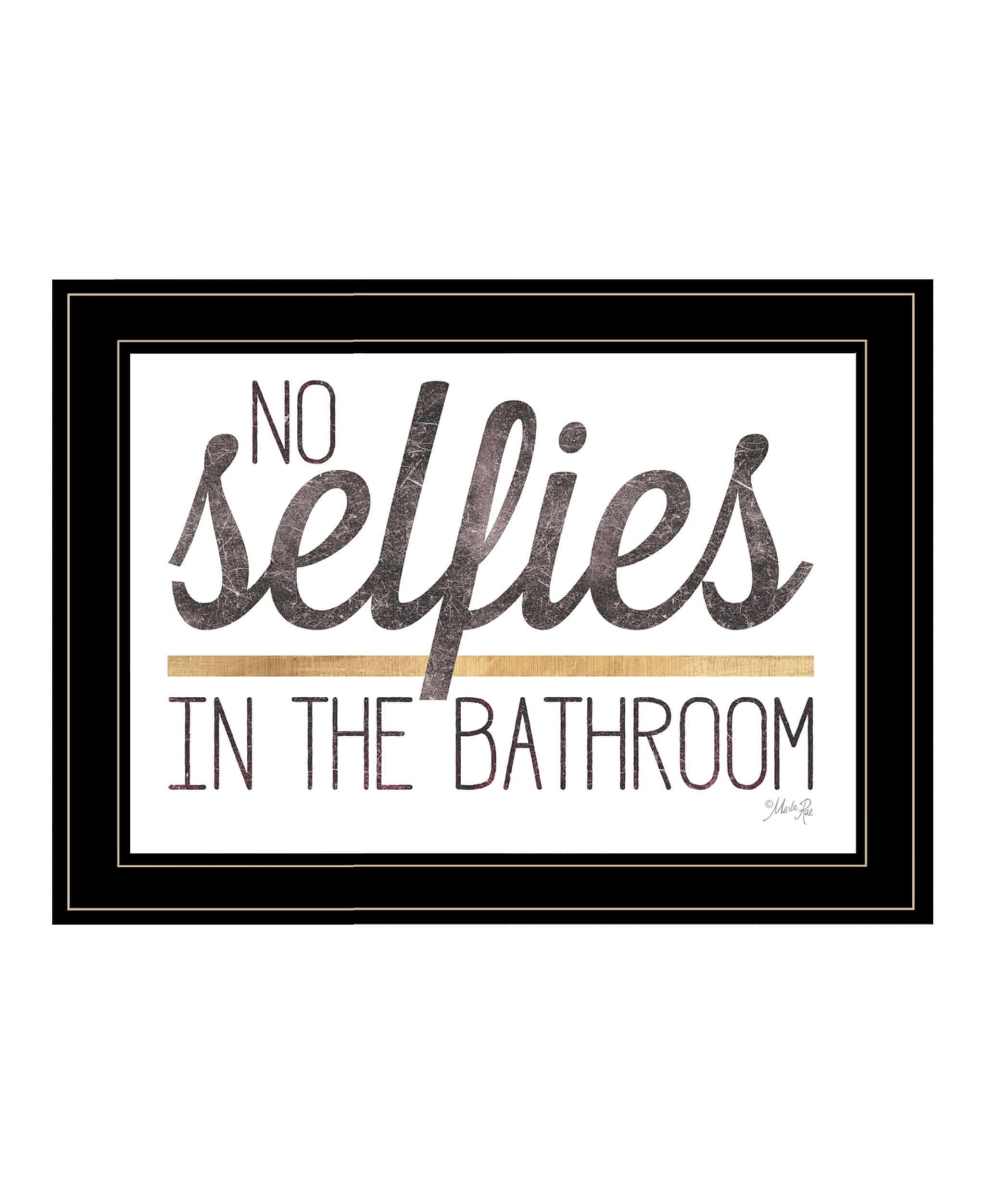 No Selfies In The Bathroom 6 Black Framed Print Wall Art