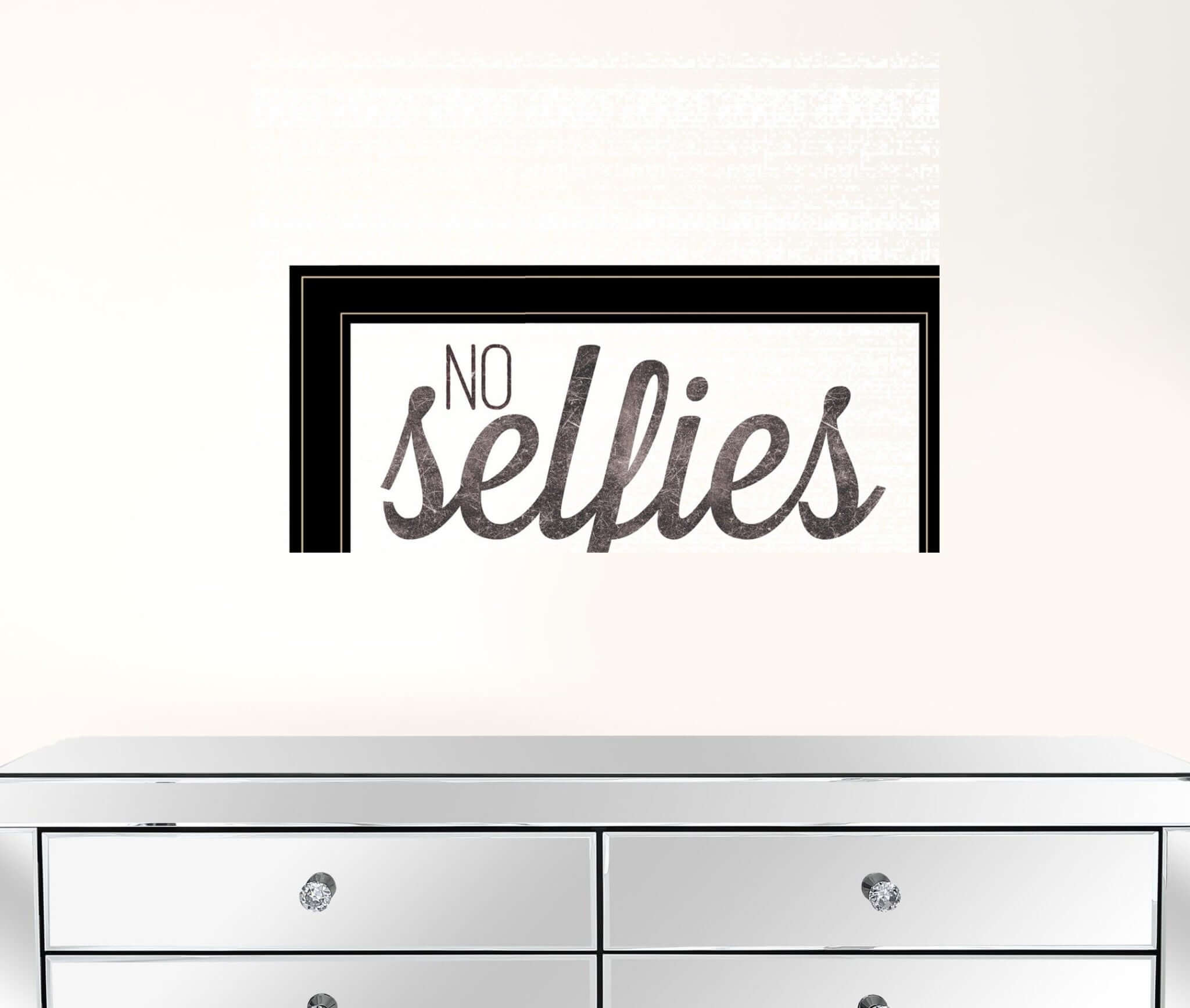 No Selfies In The Bathroom 6 Black Framed Print Wall Art