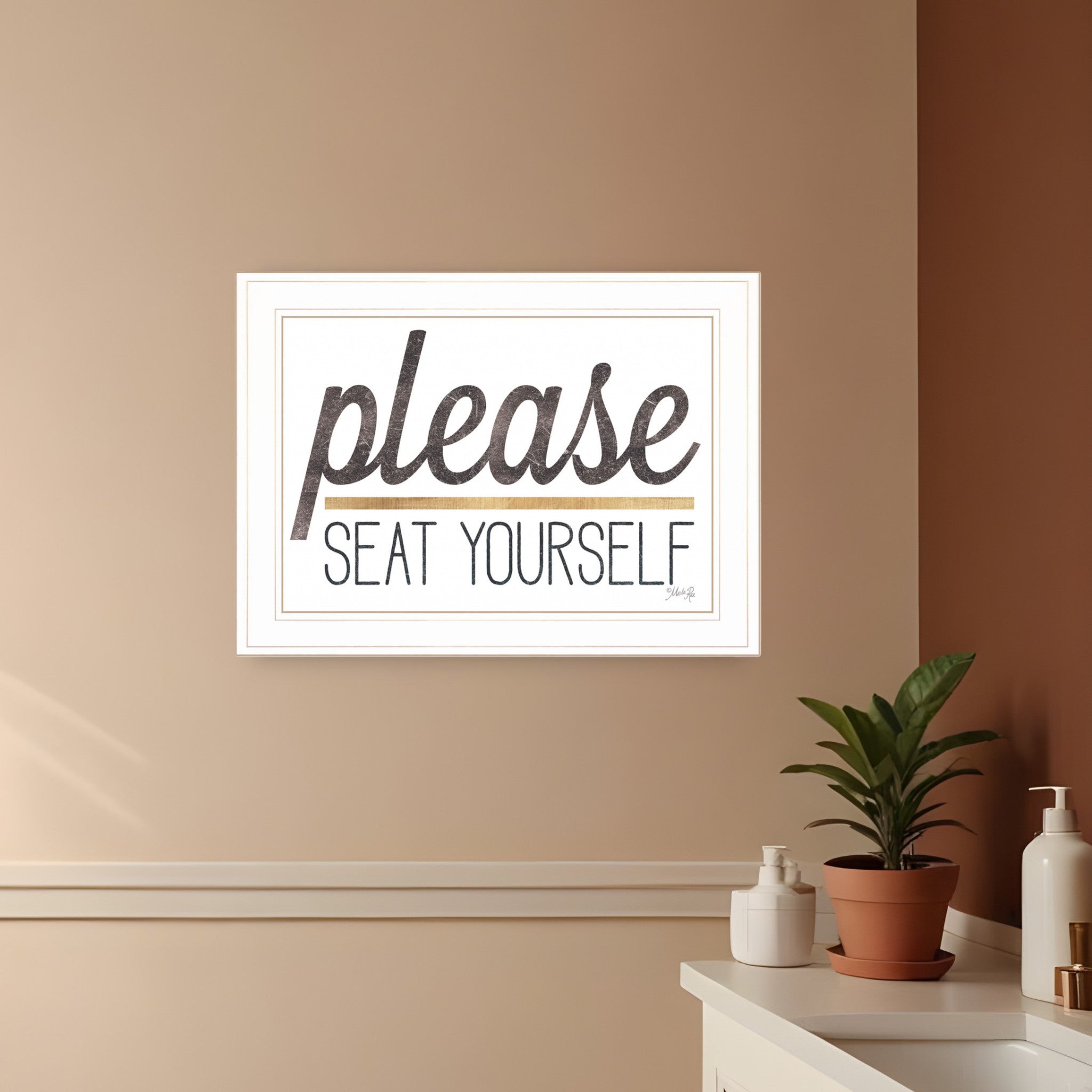 Please Seat Yourself 2 White Framed Print Wall Art