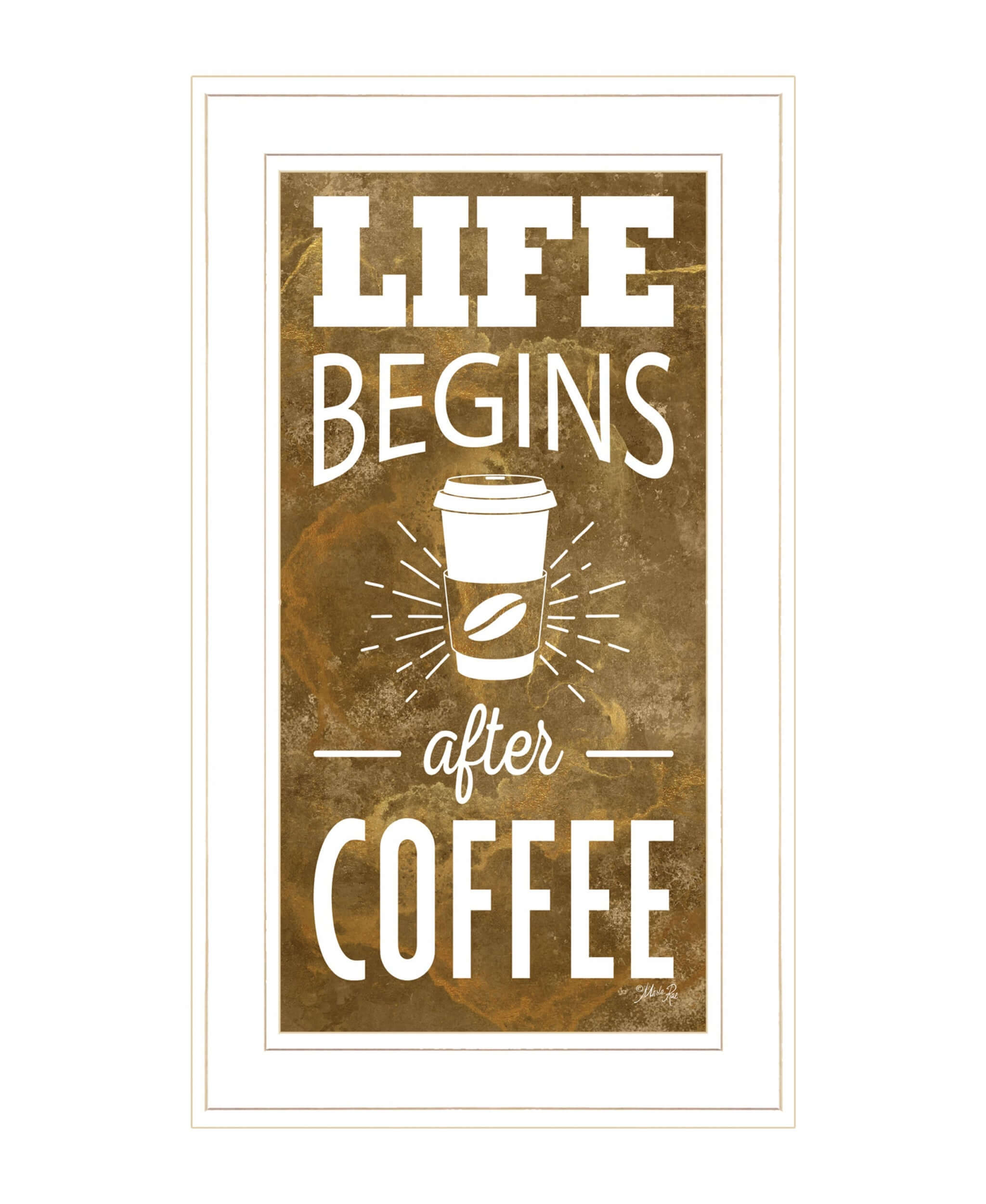 Life Begins After Coffee 2 White Framed Print Wall Art