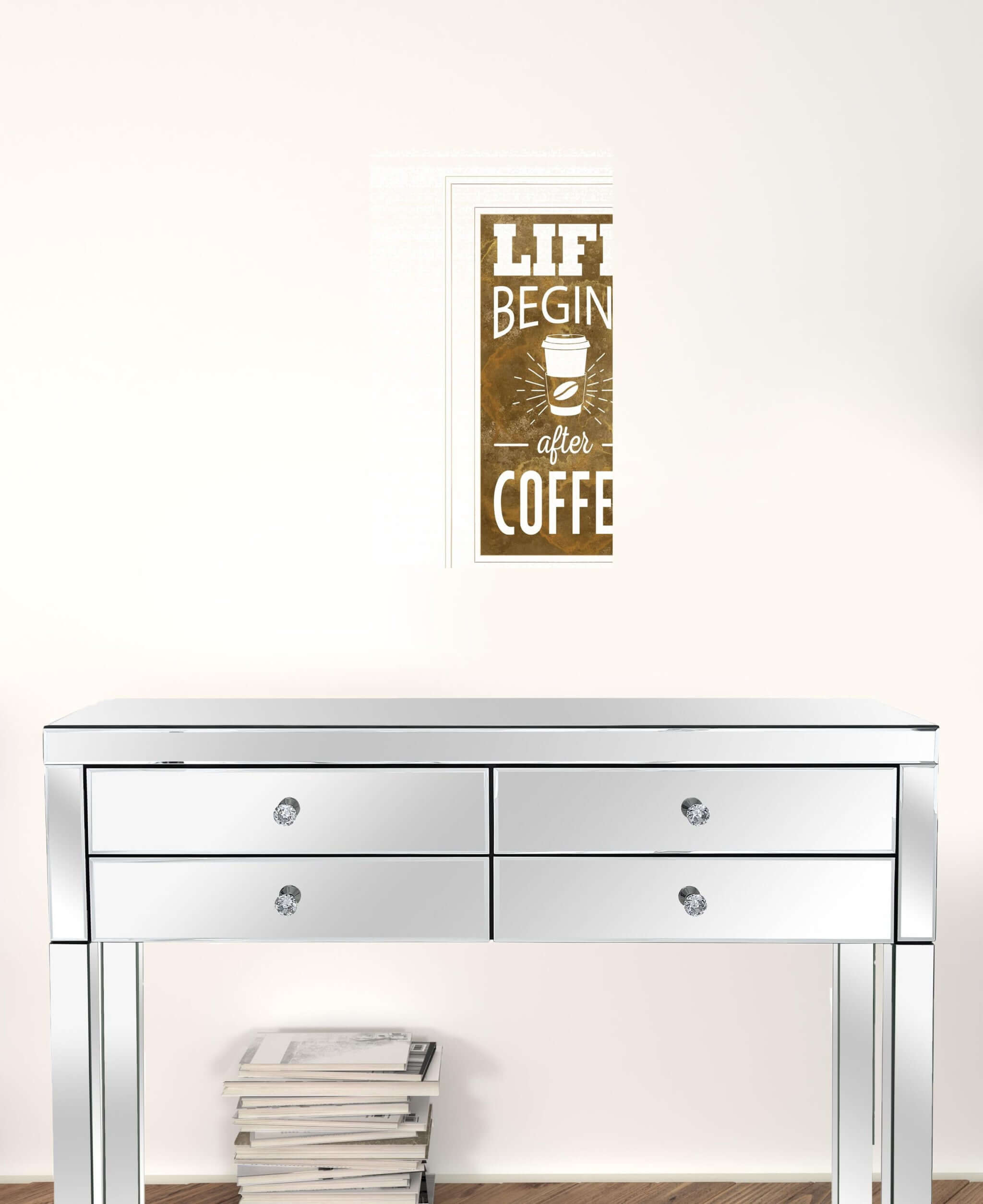 Life Begins After Coffee 2 White Framed Print Wall Art