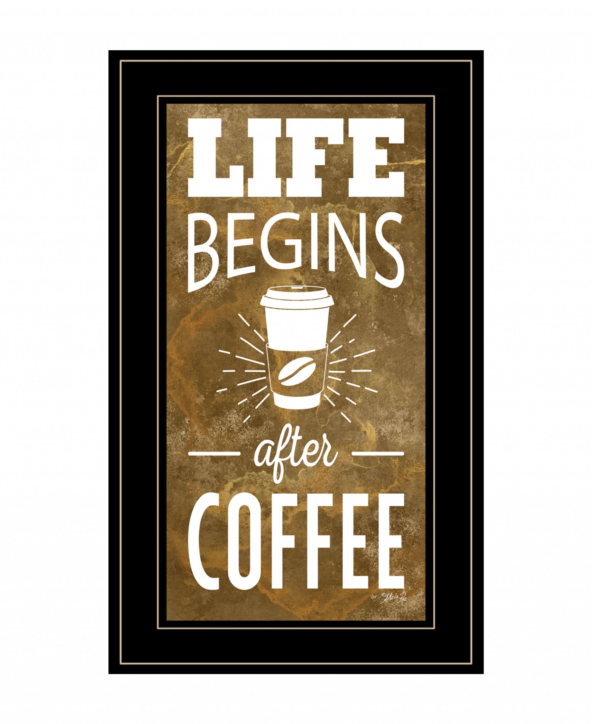 Life Begins After Coffee 3 Black Framed Print Wall Art