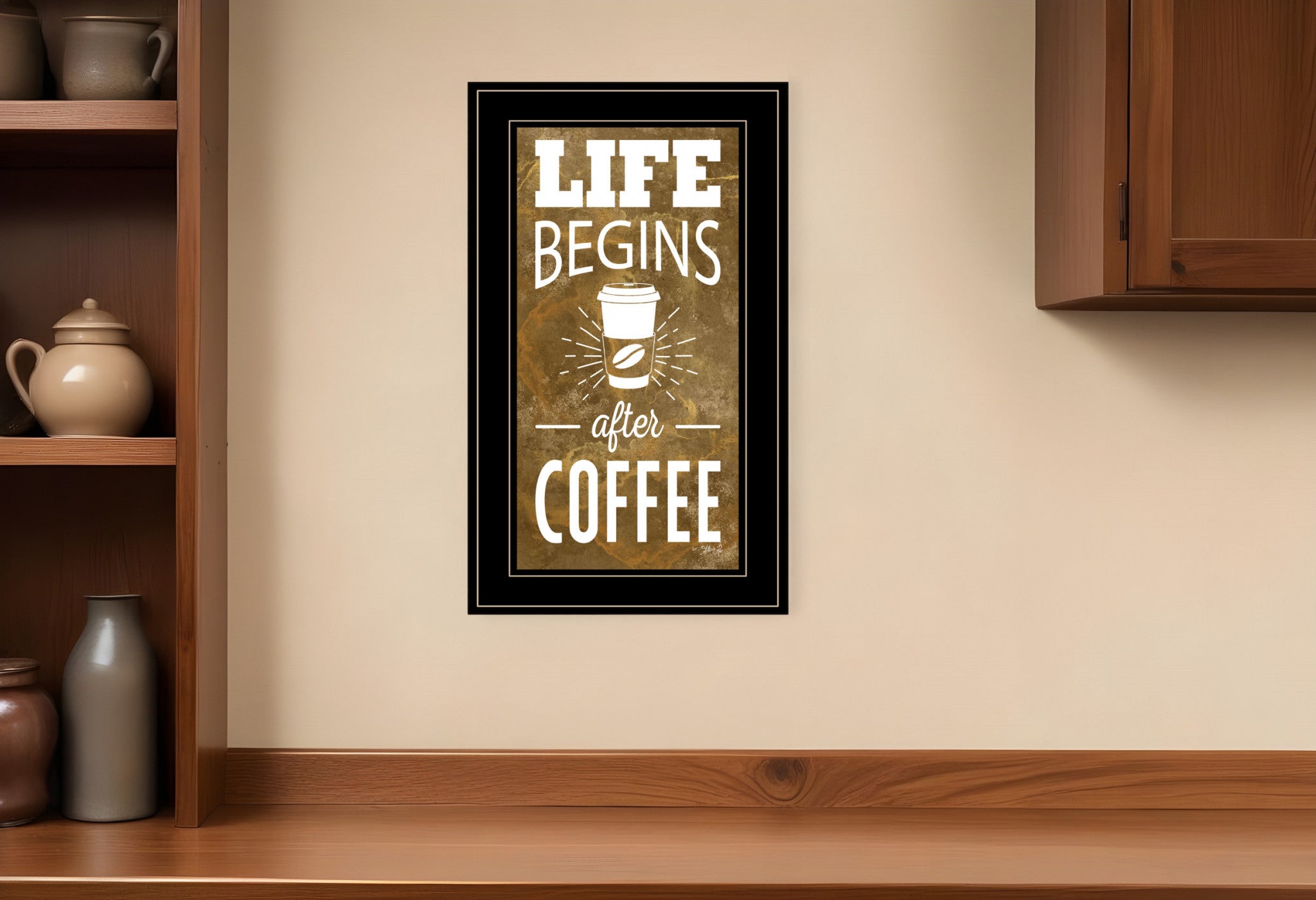 Life Begins After Coffee 3 Black Framed Print Wall Art