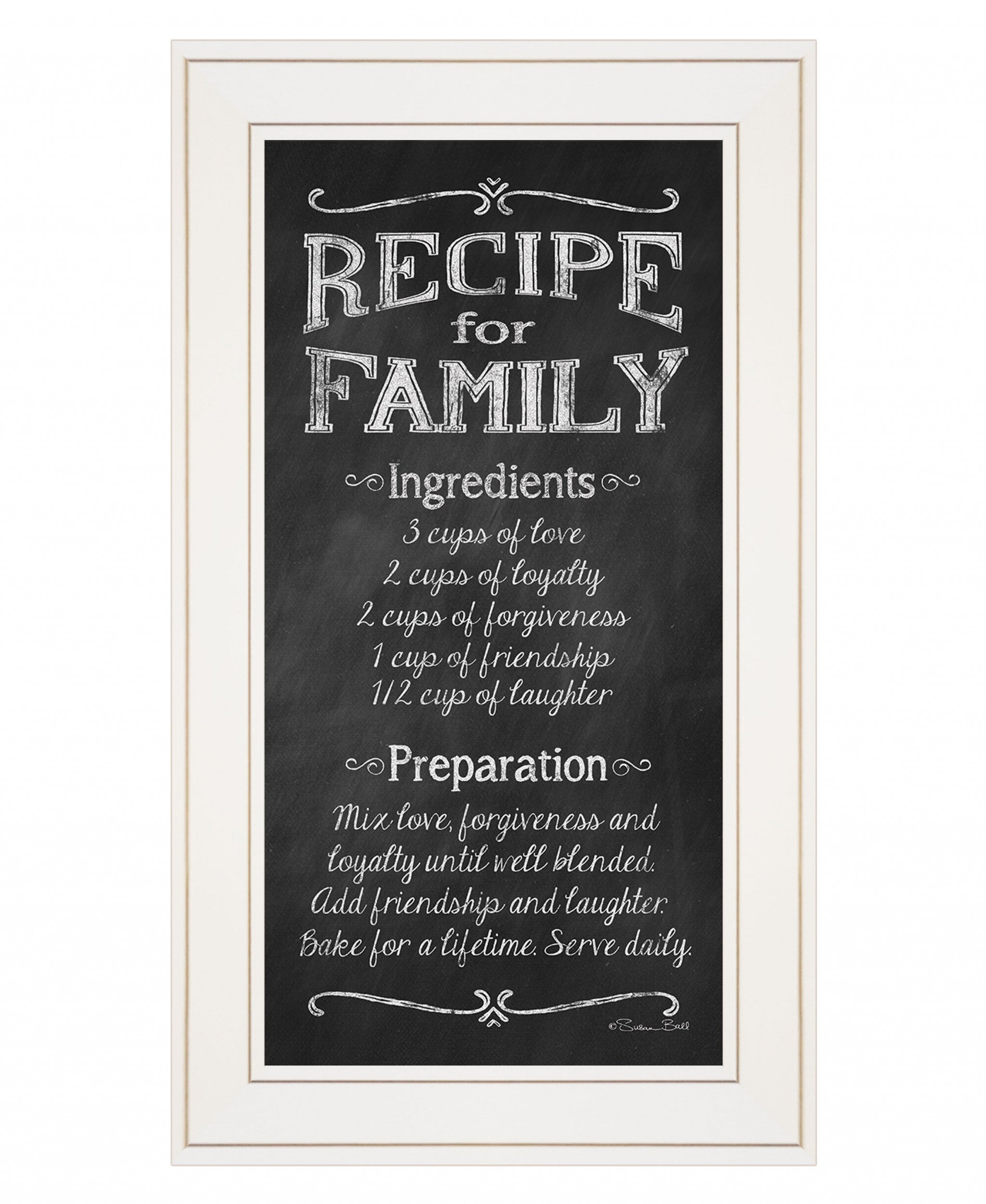 Recipe for Family White Framed Print Wall Art