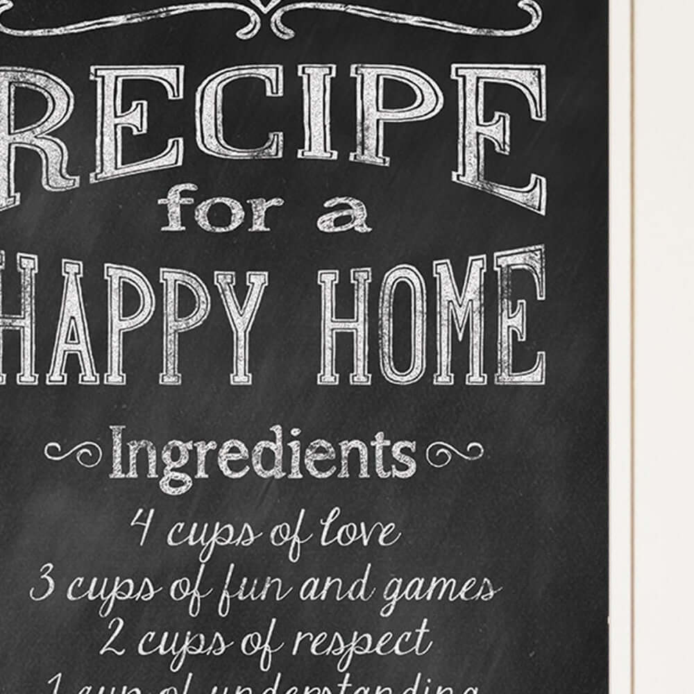 Recipe For A Happy Home 1 White Framed Print Wall Art